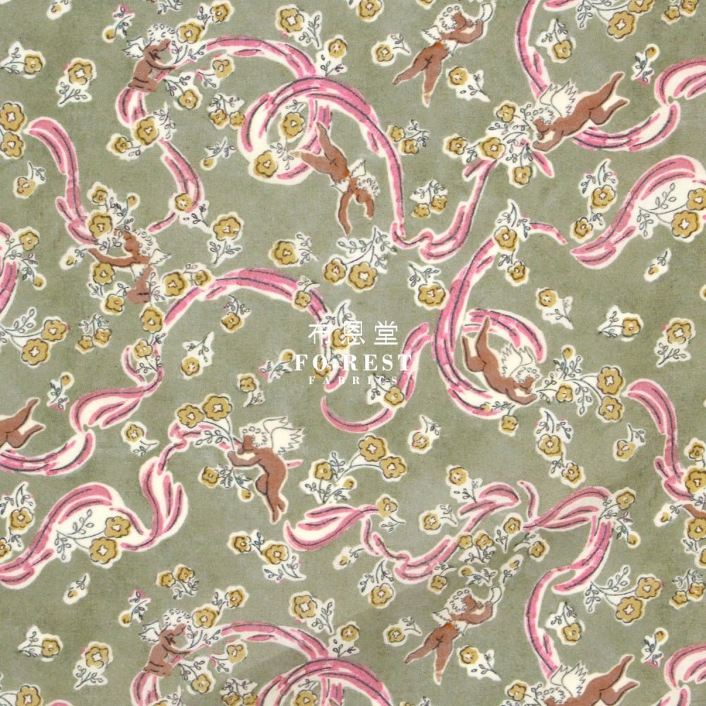 Liberty of London (Cotton Tana Lawn Fabric) - Love Grandmalyn Green - FO:REST Fabric 布恩堂Liberty fabrictana lawnjapanese fabricykk zipper