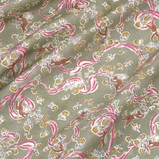 Liberty of London (Cotton Tana Lawn Fabric) - Love Grandmalyn Green - FO:REST Fabric 布恩堂Liberty fabrictana lawnjapanese fabricykk zipper