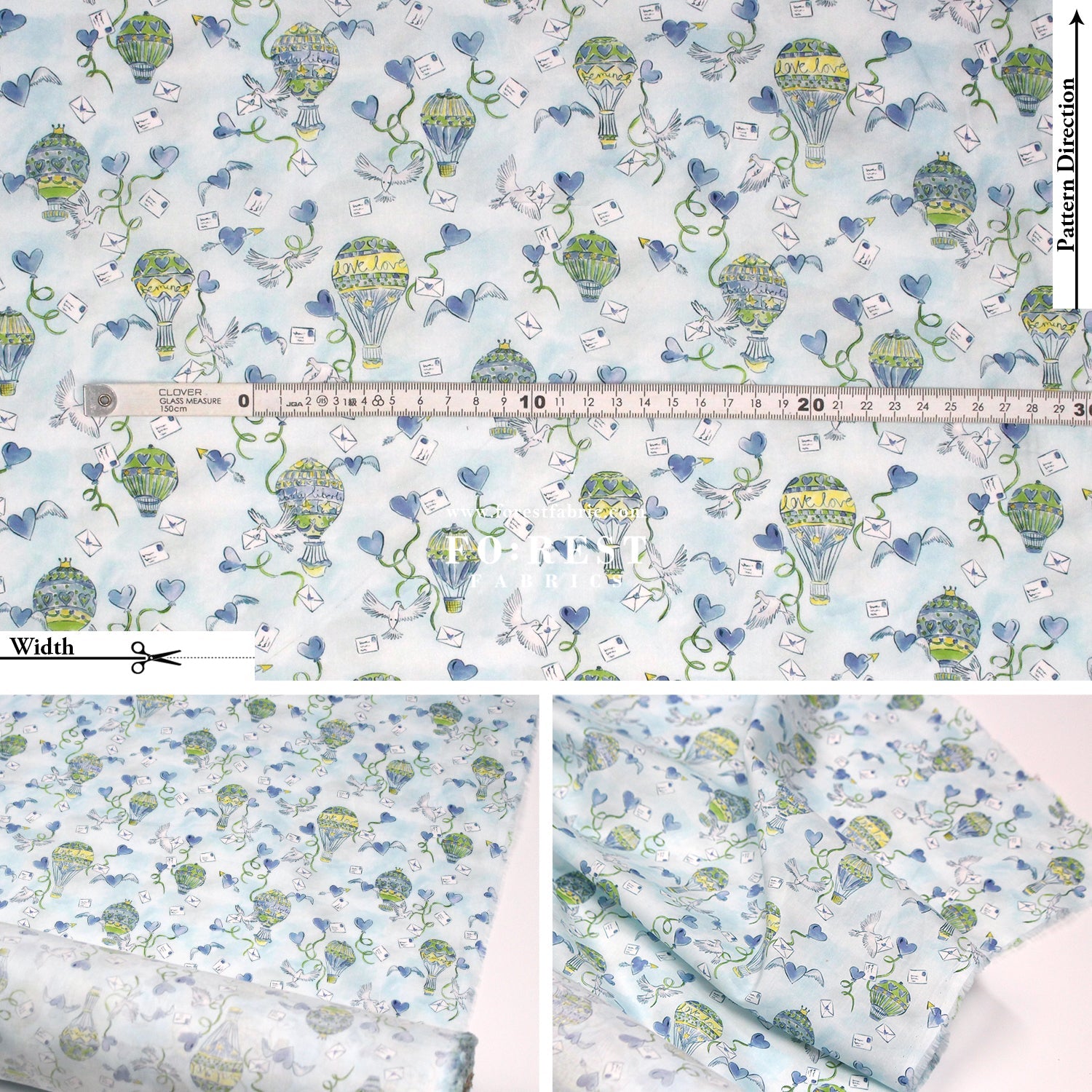 Liberty of London (Cotton Tana Lawn Fabric) - Love in the Air A - FO:REST Fabric 布恩堂Liberty fabrictana lawnjapanese fabricykk zipper