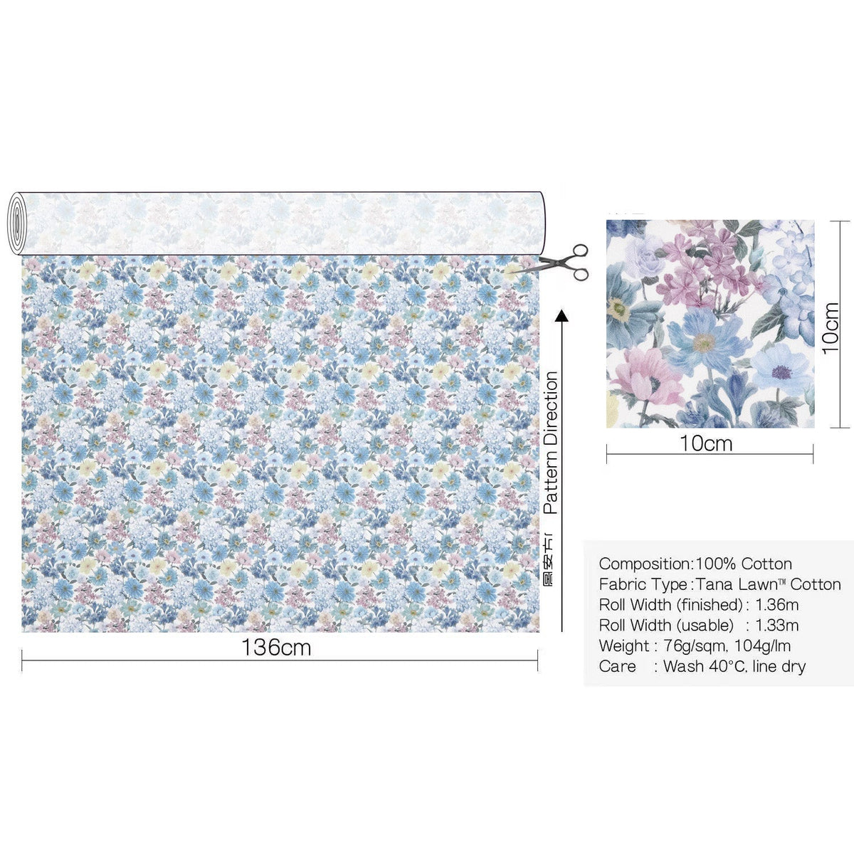 Liberty of London (Cotton Tana Lawn Fabric) - Marina's Walk - FO:REST Fabric 布恩堂Liberty fabrictana lawnjapanese fabricykk zipper