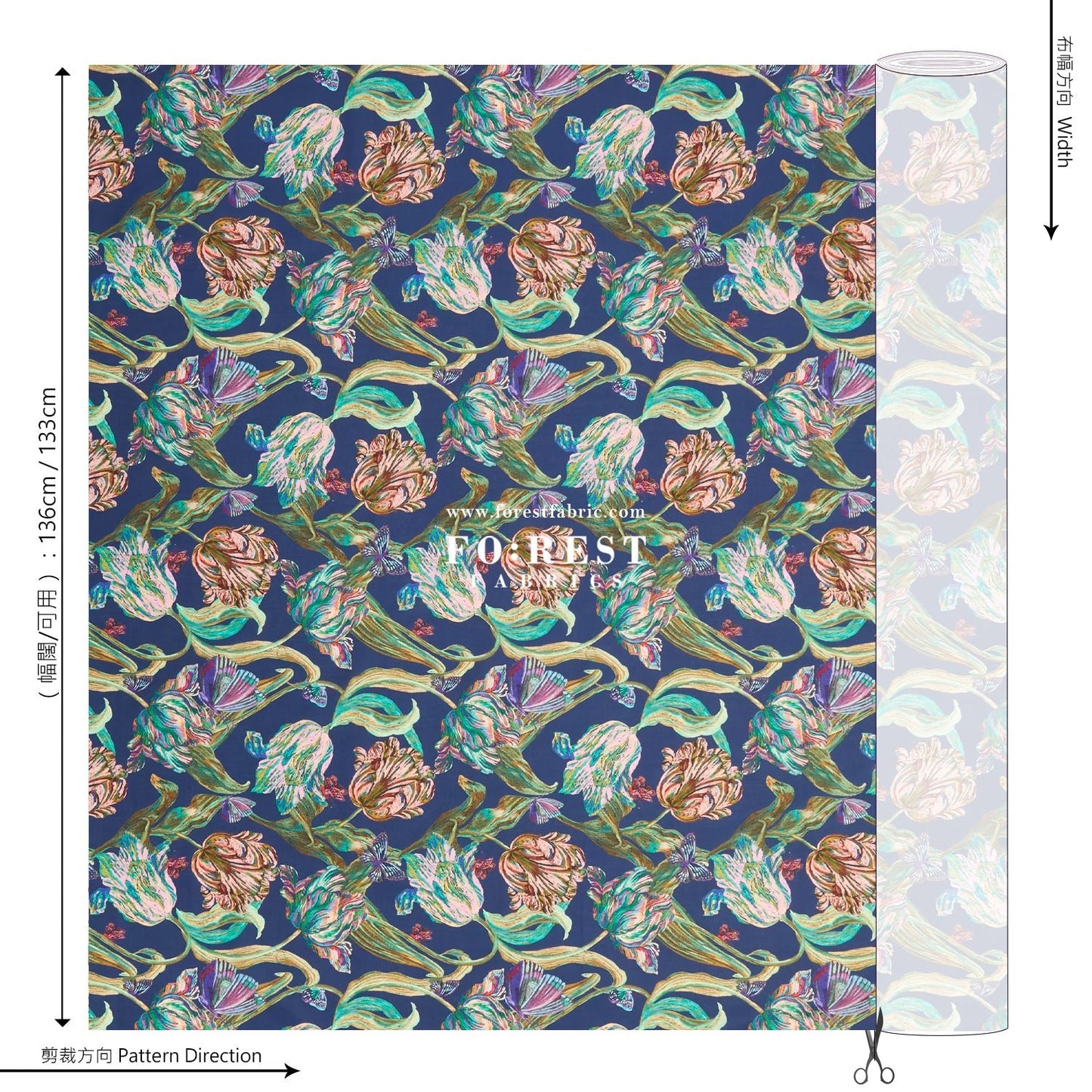 Liberty of London (Cotton Tana Lawn Fabric) - Midnight Sketch B - FO:REST Fabric 布恩堂Liberty fabrictana lawnjapanese fabricykk zipper