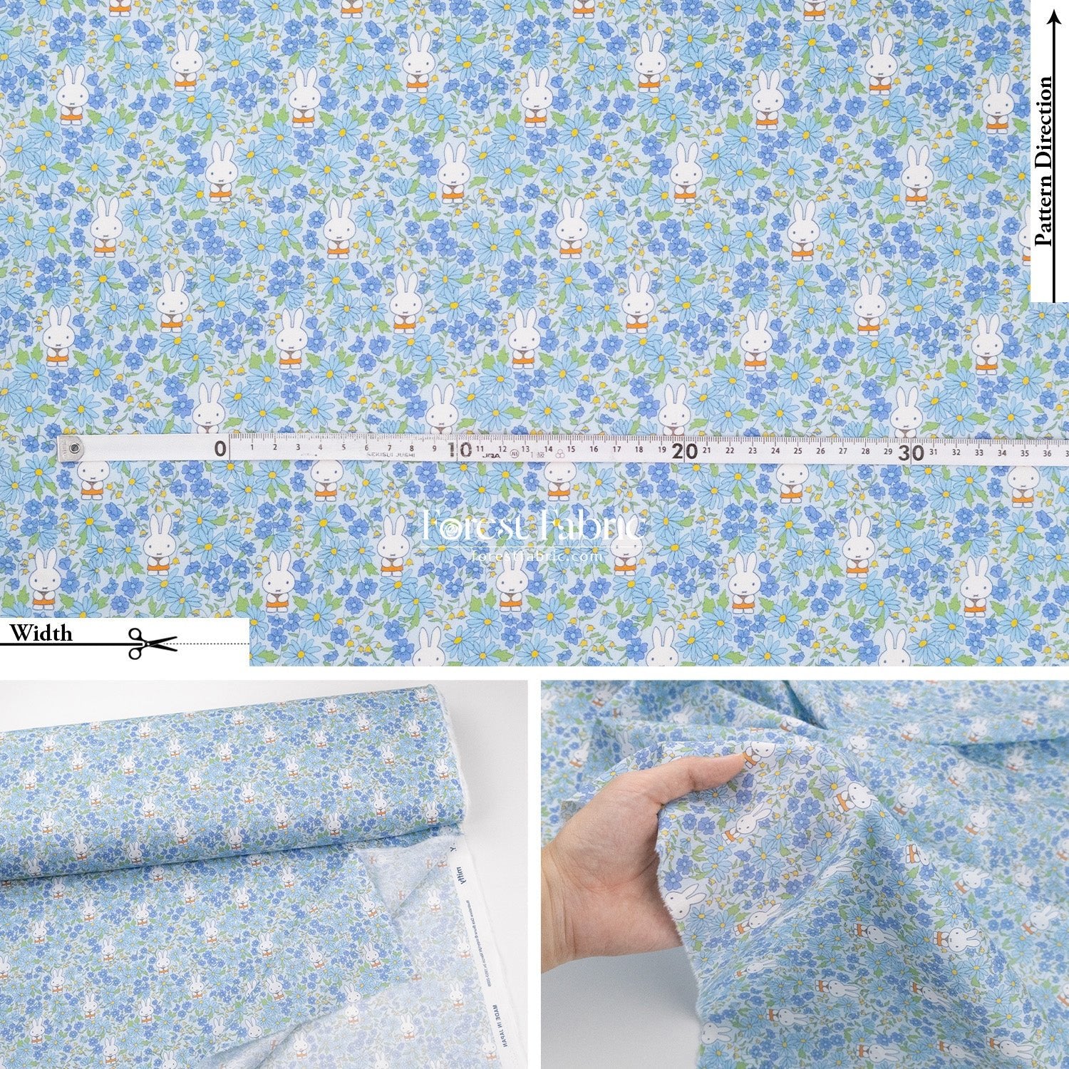 Liberty of London (Cotton Tana Lawn Fabric) - Miffy PRAIRIE DAY - FO:REST Fabric 布恩堂Liberty fabrictana lawnjapanese fabricykk zipper
