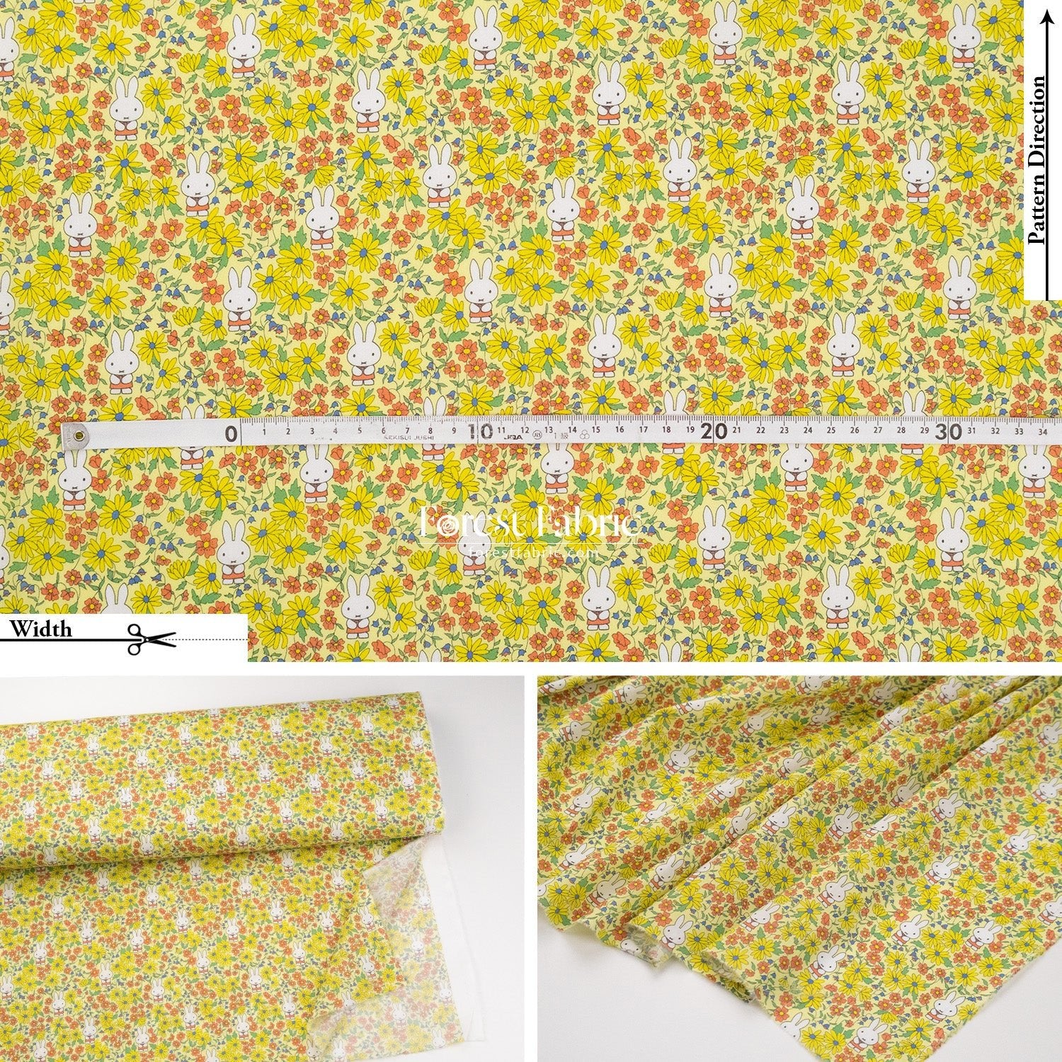 Liberty of London (Cotton Tana Lawn Fabric) - Miffy PRAIRIE DAY - FO:REST Fabric 布恩堂Liberty fabrictana lawnjapanese fabricykk zipper