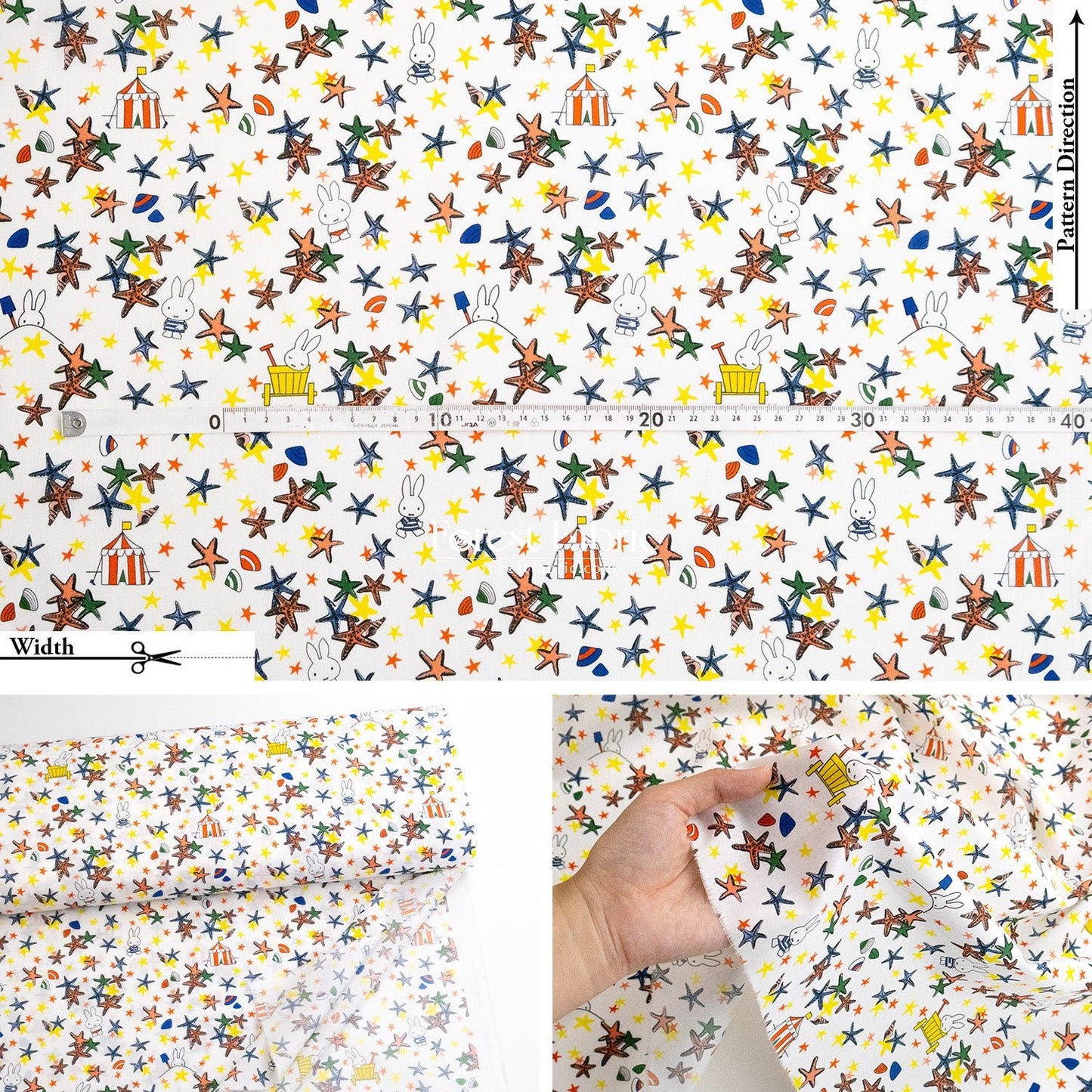 Liberty of London (Cotton Tana Lawn Fabric) - Miffy SEASIDE ESCAPE - FO:REST Fabric 布恩堂Liberty fabrictana lawnjapanese fabricykk zipper