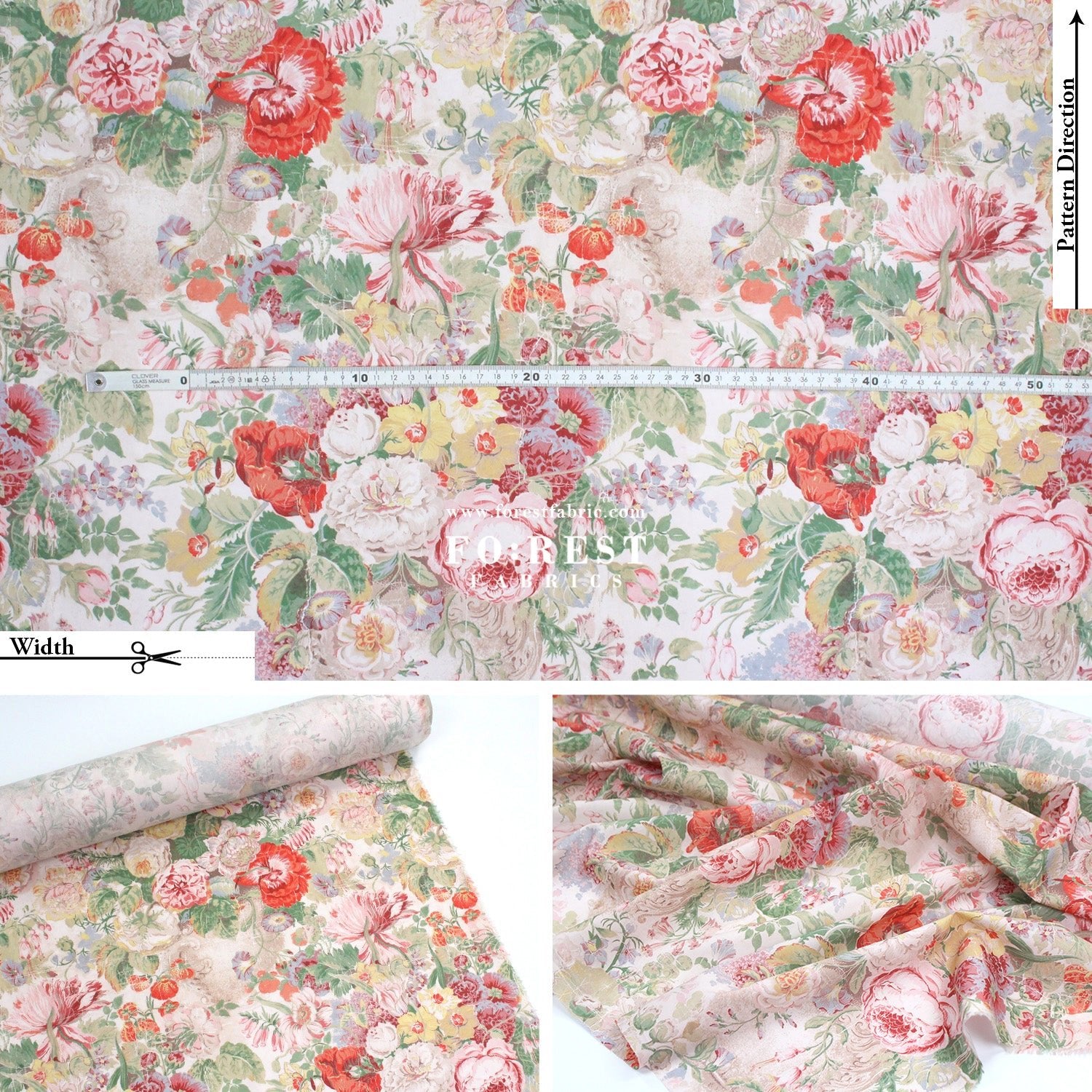 Liberty of London (Cotton Tana Lawn Fabric) - Parchment Petals A - FO:REST Fabric 布恩堂Liberty fabrictana lawnjapanese fabricykk zipper