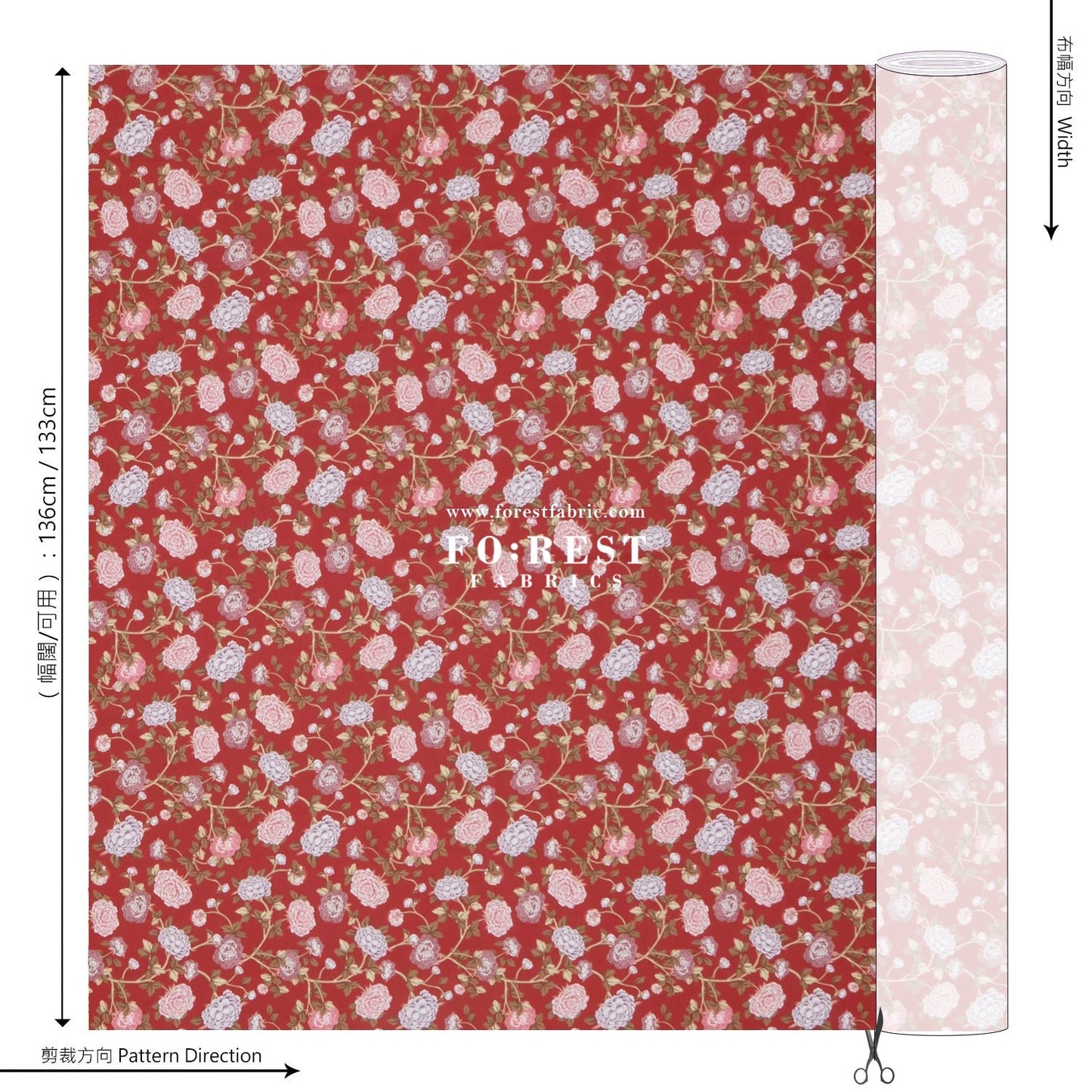 Liberty of London (Cotton Tana Lawn Fabric) - Peony Perfect C - FO:REST Fabric 布恩堂Liberty fabrictana lawnjapanese fabricykk zipper