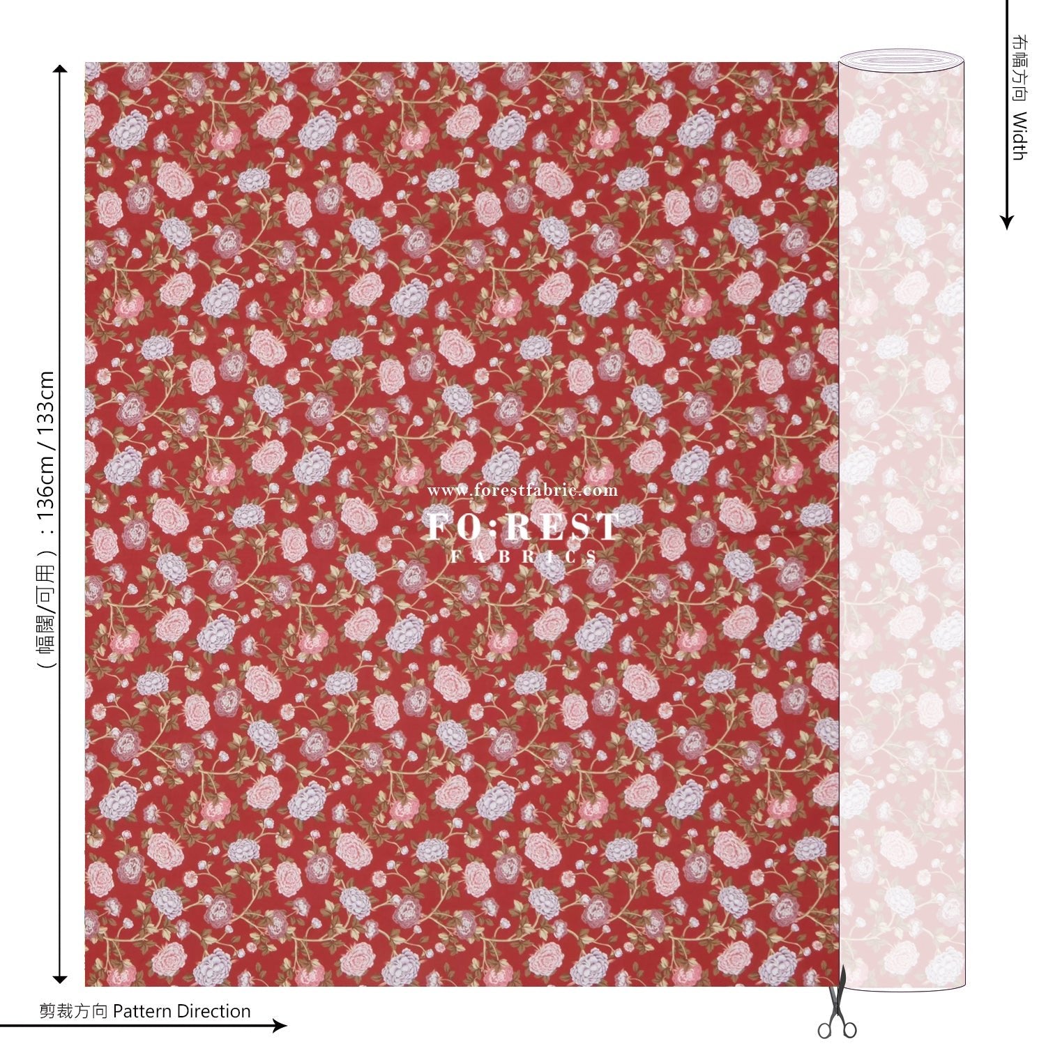 Liberty of London (Cotton Tana Lawn Fabric) - Peony Perfect C - FO:REST Fabric 布恩堂Liberty fabrictana lawnjapanese fabricykk zipper