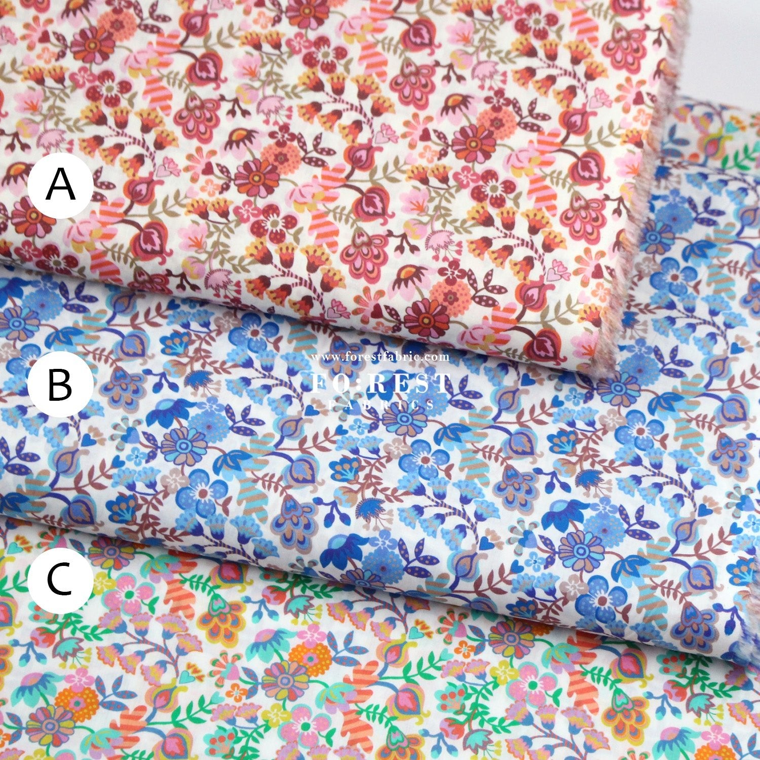 Liberty of London (Cotton Tana Lawn Fabric) - Phoebe Amelia - FO:REST Fabric 布恩堂Liberty fabrictana lawnjapanese fabricykk zipper