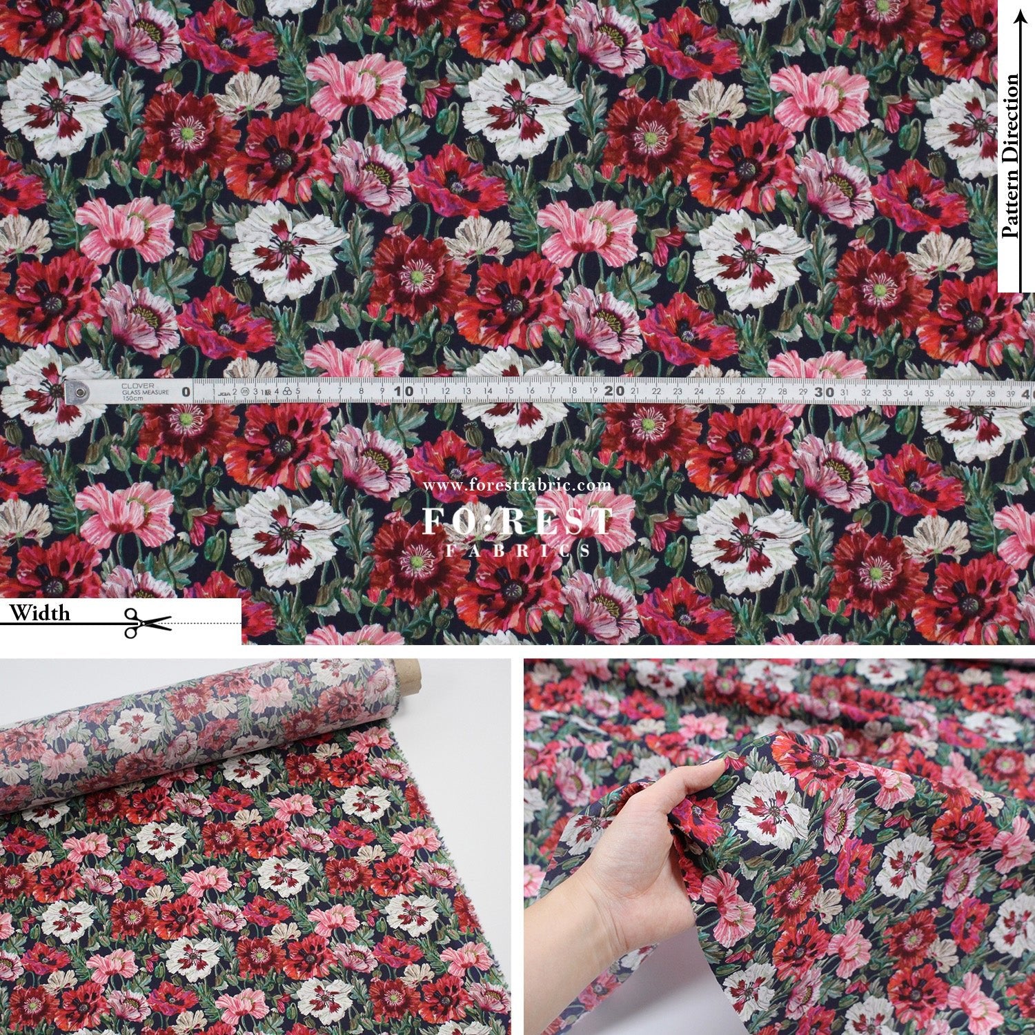 Liberty of London (Cotton Tana Lawn Fabric) - Poppy Amelie A - FO:REST Fabric 布恩堂Liberty fabrictana lawnjapanese fabricykk zipper