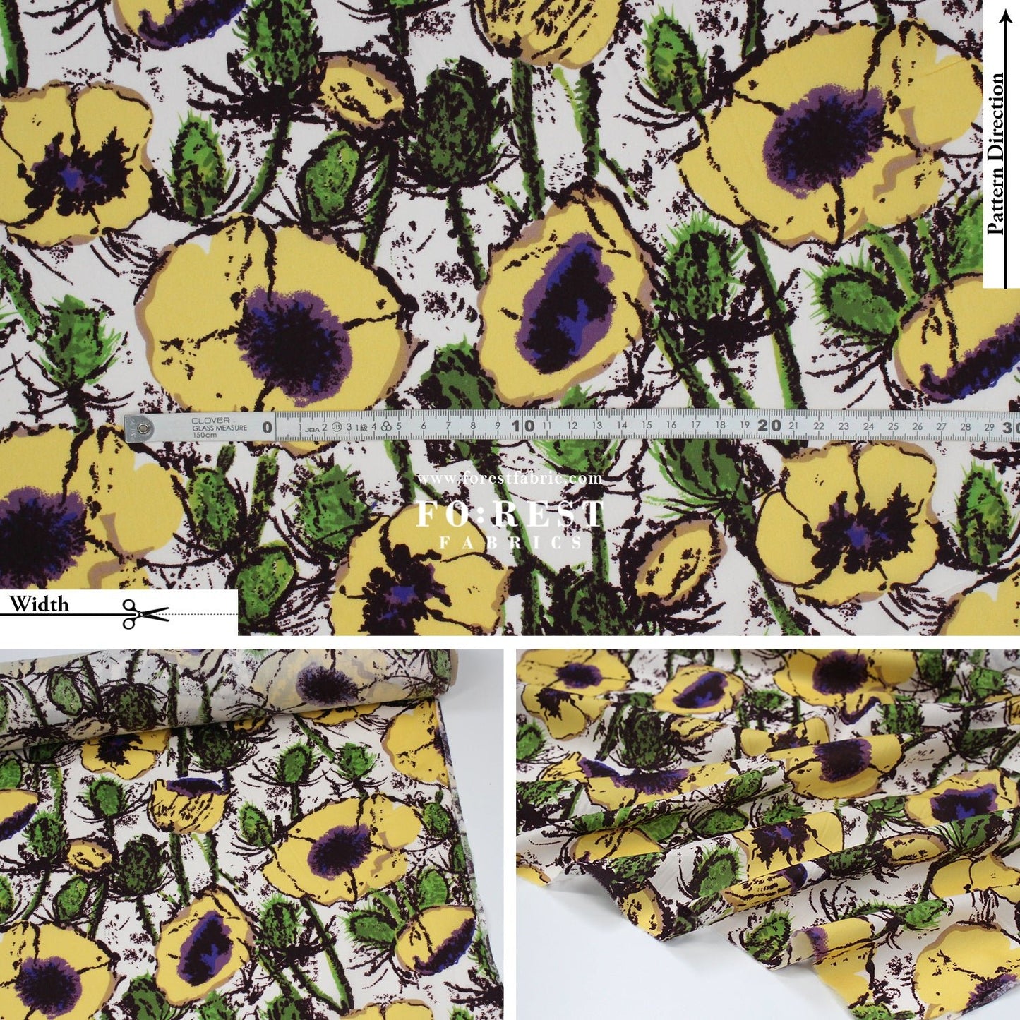 Liberty of London (Cotton Tana Lawn Fabric) - Poppy Junilee Green - FO:REST Fabric 布恩堂Liberty fabrictana lawnjapanese fabricykk zipper