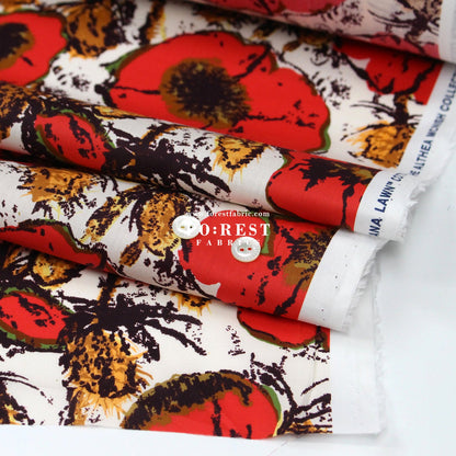 Liberty of London (Cotton Tana Lawn Fabric) - Poppy Junilee Red - FO:REST Fabric 布恩堂Liberty fabrictana lawnjapanese fabricykk zipper