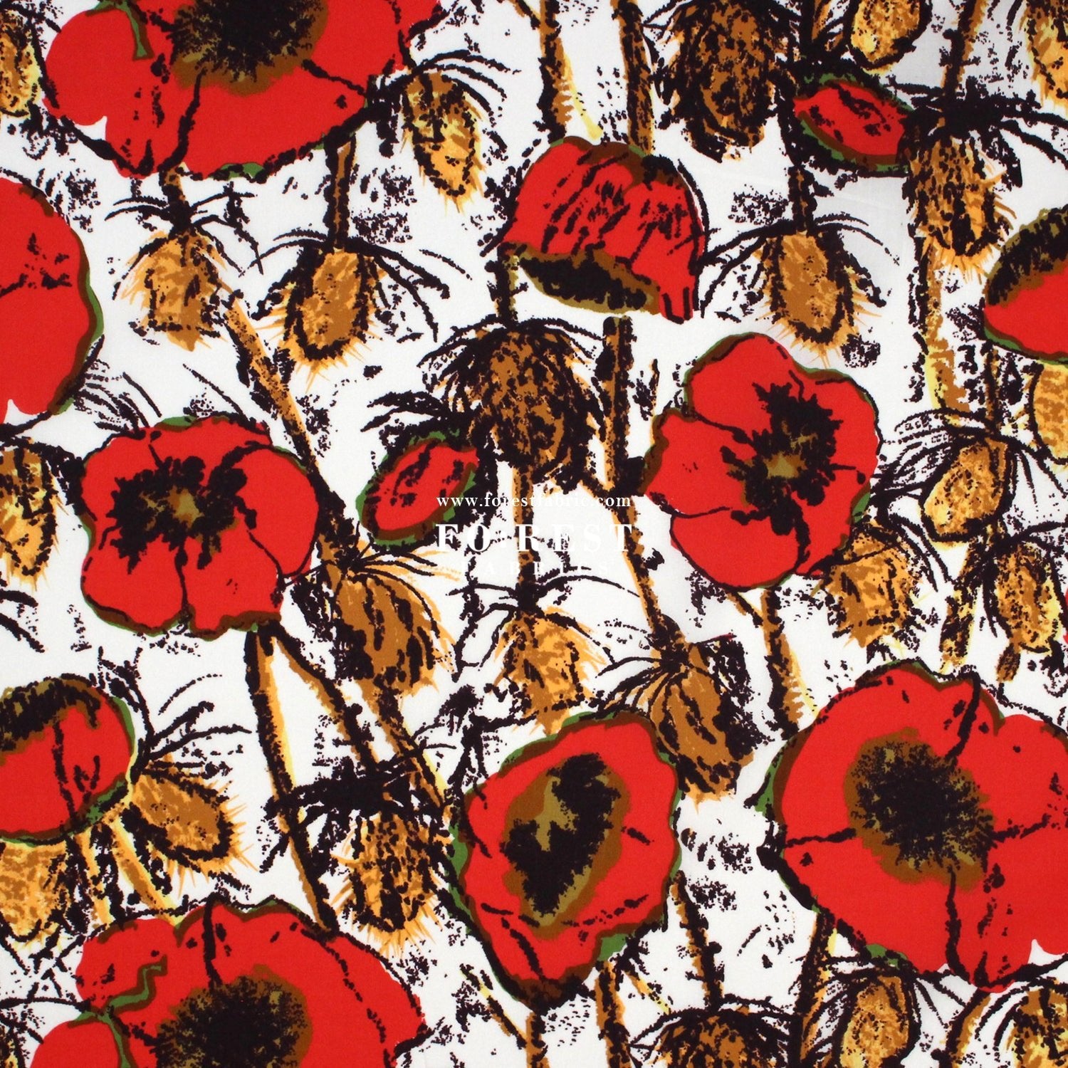 Liberty of London (Cotton Tana Lawn Fabric) - Poppy Junilee Red - FO:REST Fabric 布恩堂Liberty fabrictana lawnjapanese fabricykk zipper