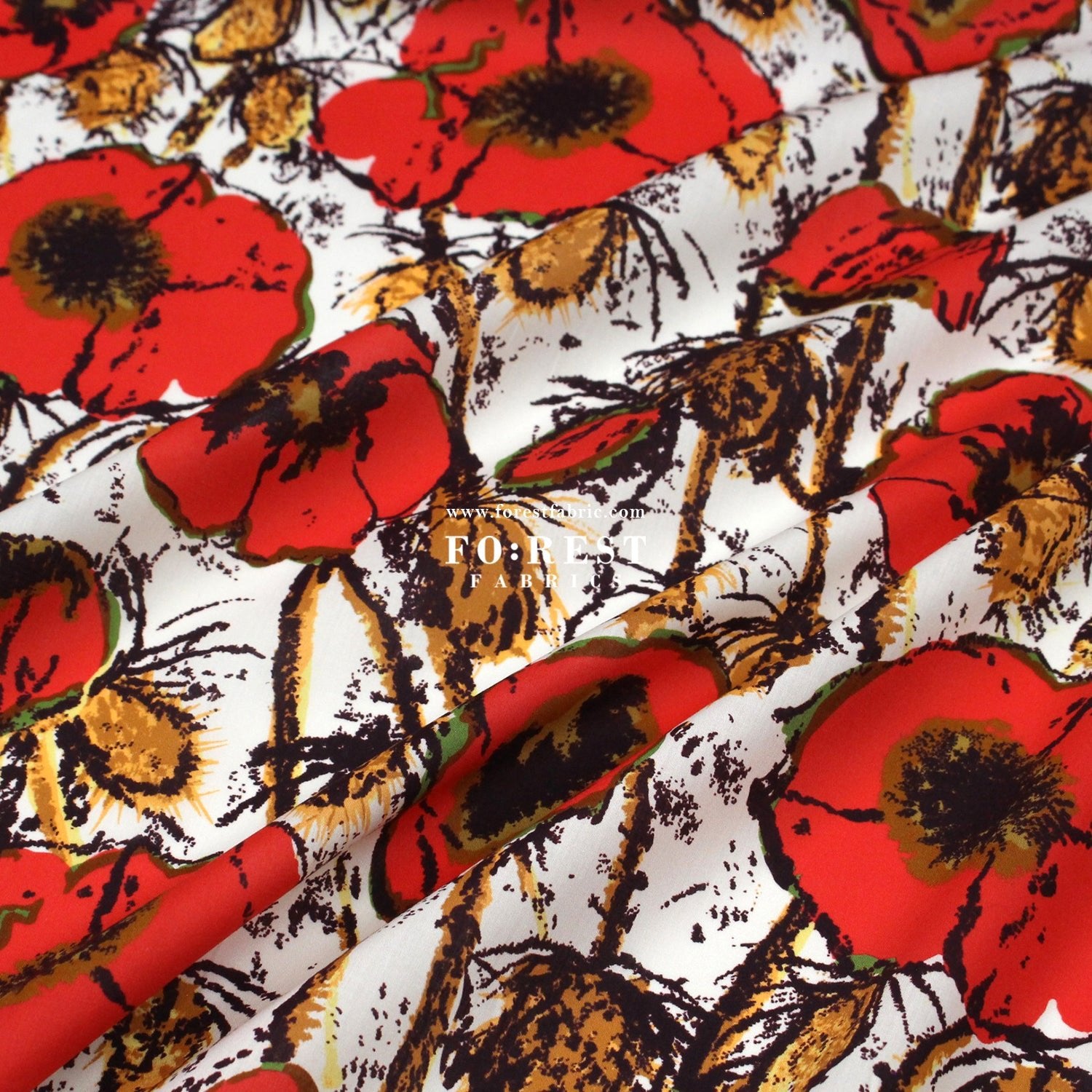 Liberty of London (Cotton Tana Lawn Fabric) - Poppy Junilee Red - FO:REST Fabric 布恩堂Liberty fabrictana lawnjapanese fabricykk zipper
