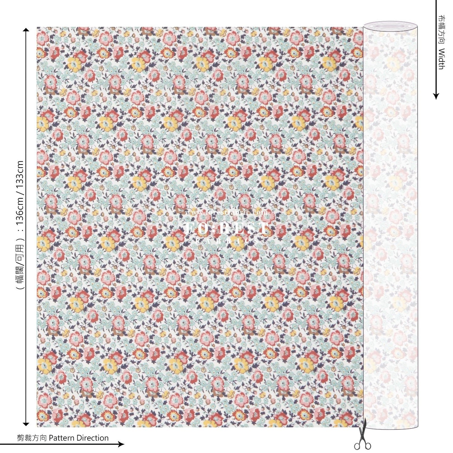 Liberty of London (Cotton Tana Lawn Fabric) - Poppy Poem C - FO:REST Fabric 布恩堂Liberty fabrictana lawnjapanese fabricykk zipper