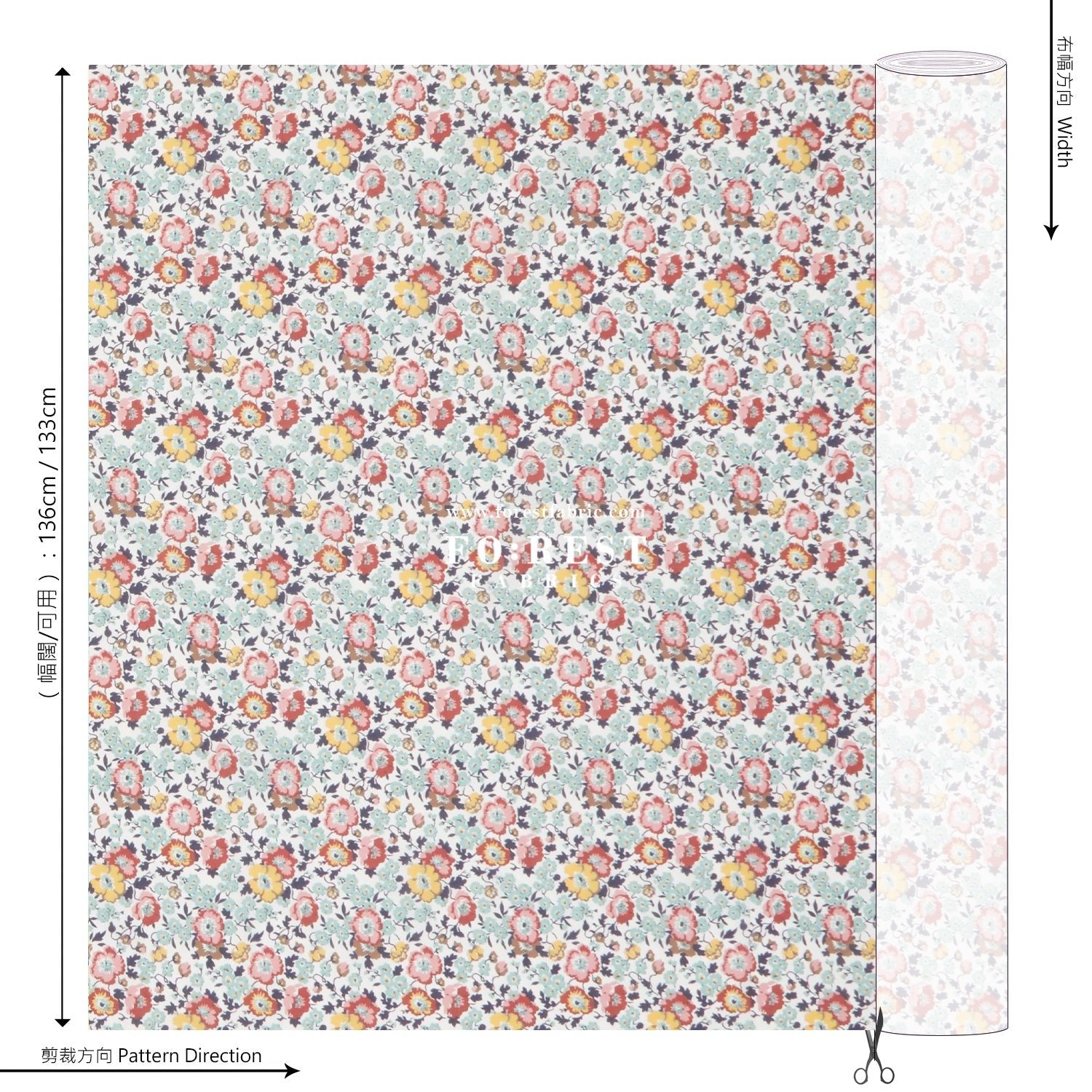 Liberty of London (Cotton Tana Lawn Fabric) - Poppy Poem C - FO:REST Fabric 布恩堂Liberty fabrictana lawnjapanese fabricykk zipper