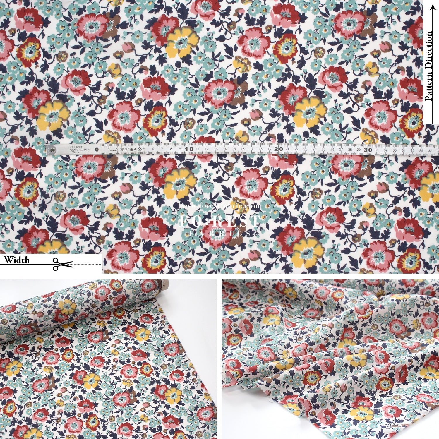 Liberty of London (Cotton Tana Lawn Fabric) - Poppy Poem C - FO:REST Fabric 布恩堂Liberty fabrictana lawnjapanese fabricykk zipper