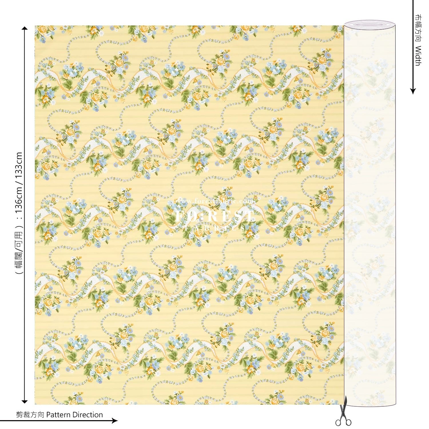 Liberty of London (Cotton Tana Lawn Fabric) - Ribbon Cascade C - FO:REST Fabric 布恩堂Liberty fabrictana lawnjapanese fabricykk zipper