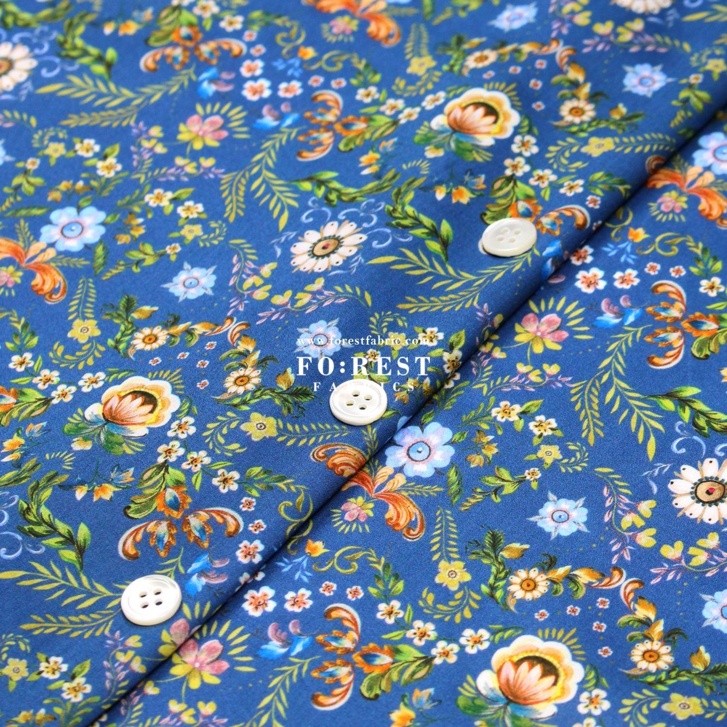 Liberty of London (Cotton Tana Lawn Fabric) - Rosemaling BLUE - FO:REST Fabric 布恩堂Liberty fabrictana lawnjapanese fabricykk zipper
