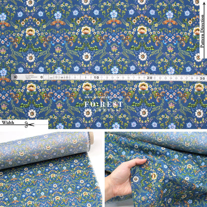Liberty of London (Cotton Tana Lawn Fabric) - Rosemaling BLUE - FO:REST Fabric 布恩堂Liberty fabrictana lawnjapanese fabricykk zipper