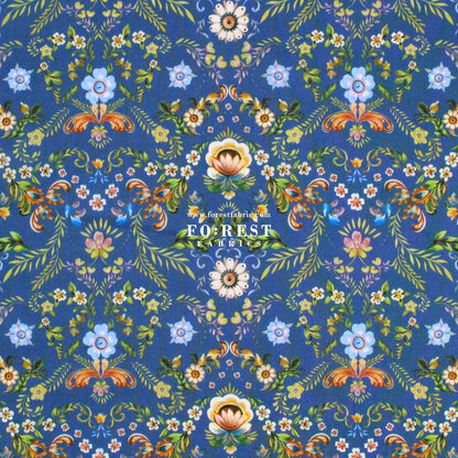 Liberty of London (Cotton Tana Lawn Fabric) - Rosemaling BLUE - FO:REST Fabric 布恩堂Liberty fabrictana lawnjapanese fabricykk zipper