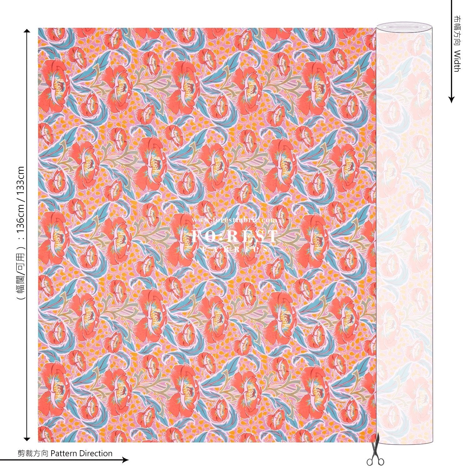 Liberty of London (Cotton Tana Lawn Fabric) - Rossetti's Garden - FO:REST Fabric 布恩堂Liberty fabrictana lawnjapanese fabricykk zipper