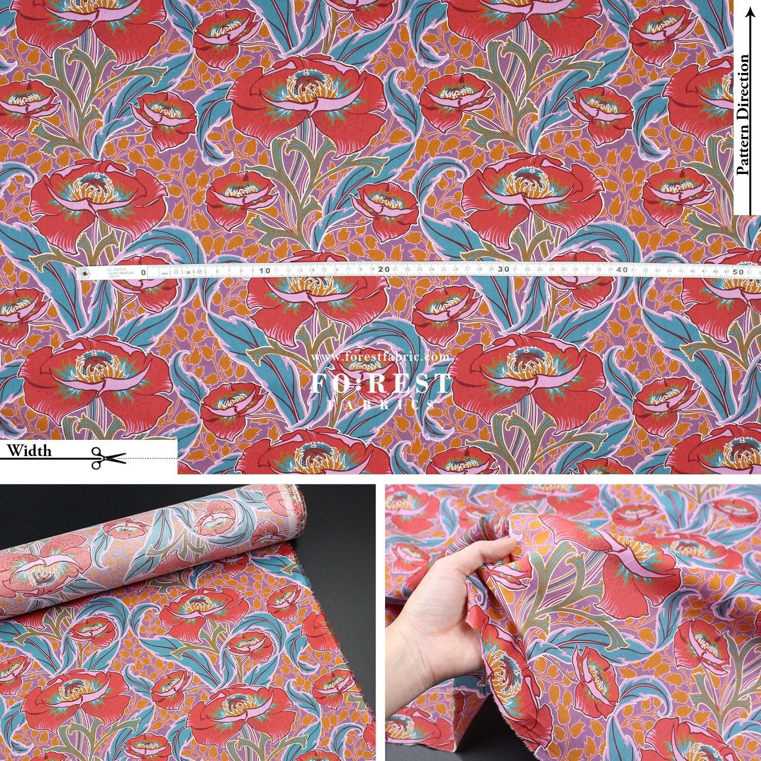 Liberty of London (Cotton Tana Lawn Fabric) - Rossetti's Garden - FO:REST Fabric 布恩堂Liberty fabrictana lawnjapanese fabricykk zipper