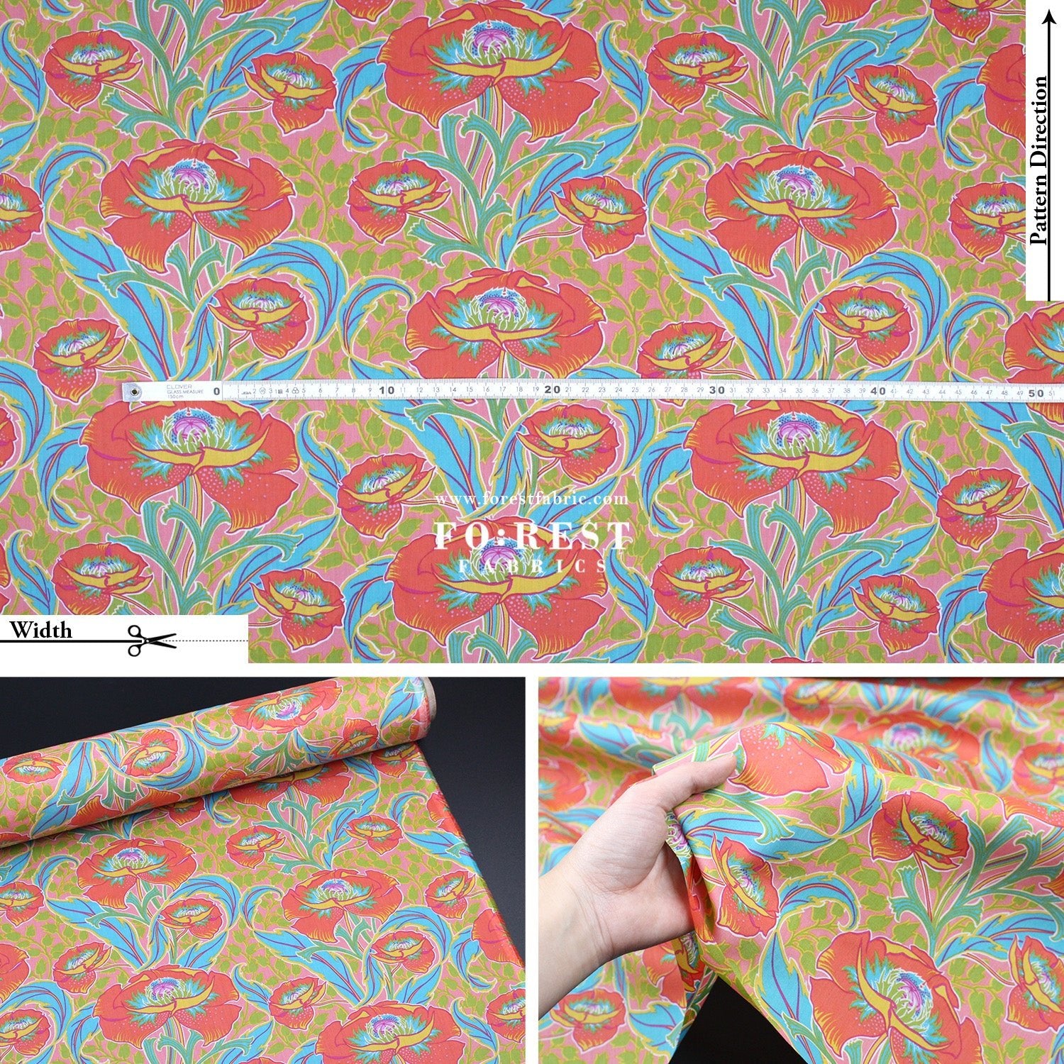 Liberty of London (Cotton Tana Lawn Fabric) - Rossetti's Garden - FO:REST Fabric 布恩堂Liberty fabrictana lawnjapanese fabricykk zipper