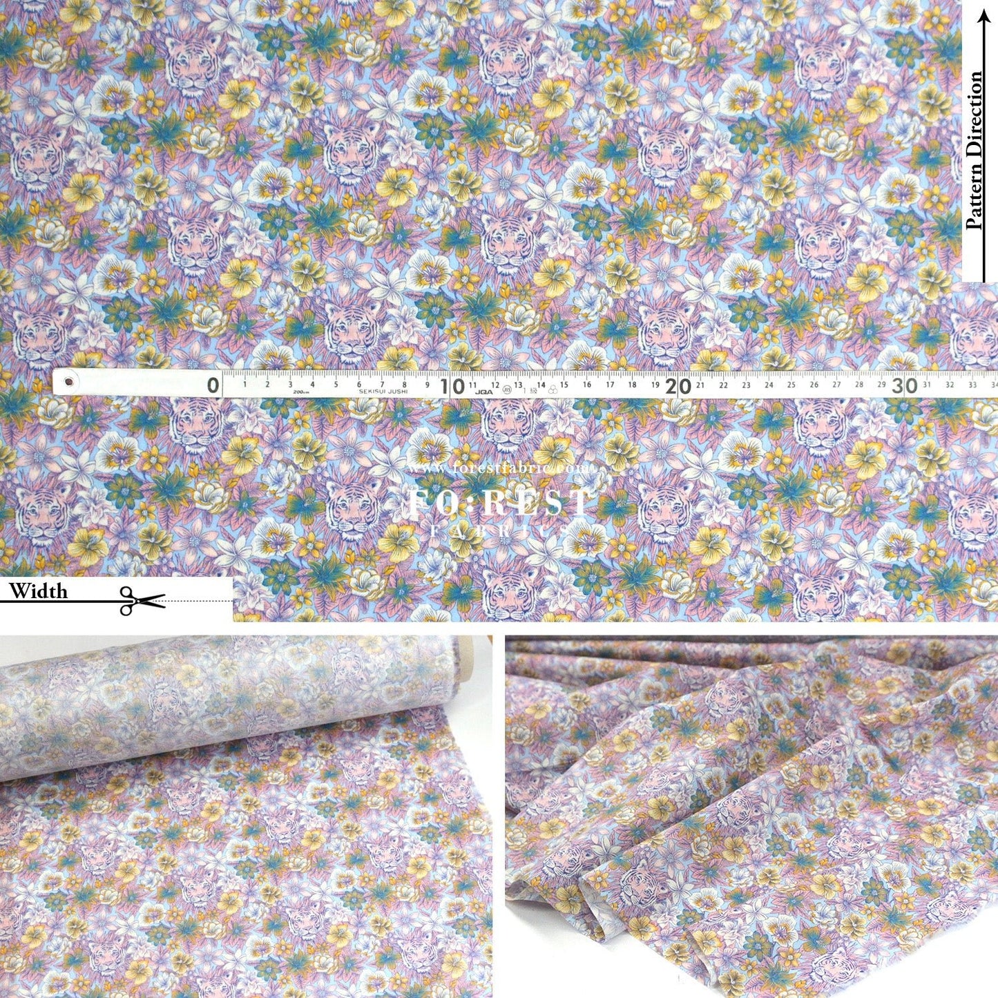 Liberty of London (Cotton Tana Lawn Fabric) - Scottys Tiger - FO:REST Fabric 布恩堂Liberty fabrictana lawnjapanese fabricykk zipper