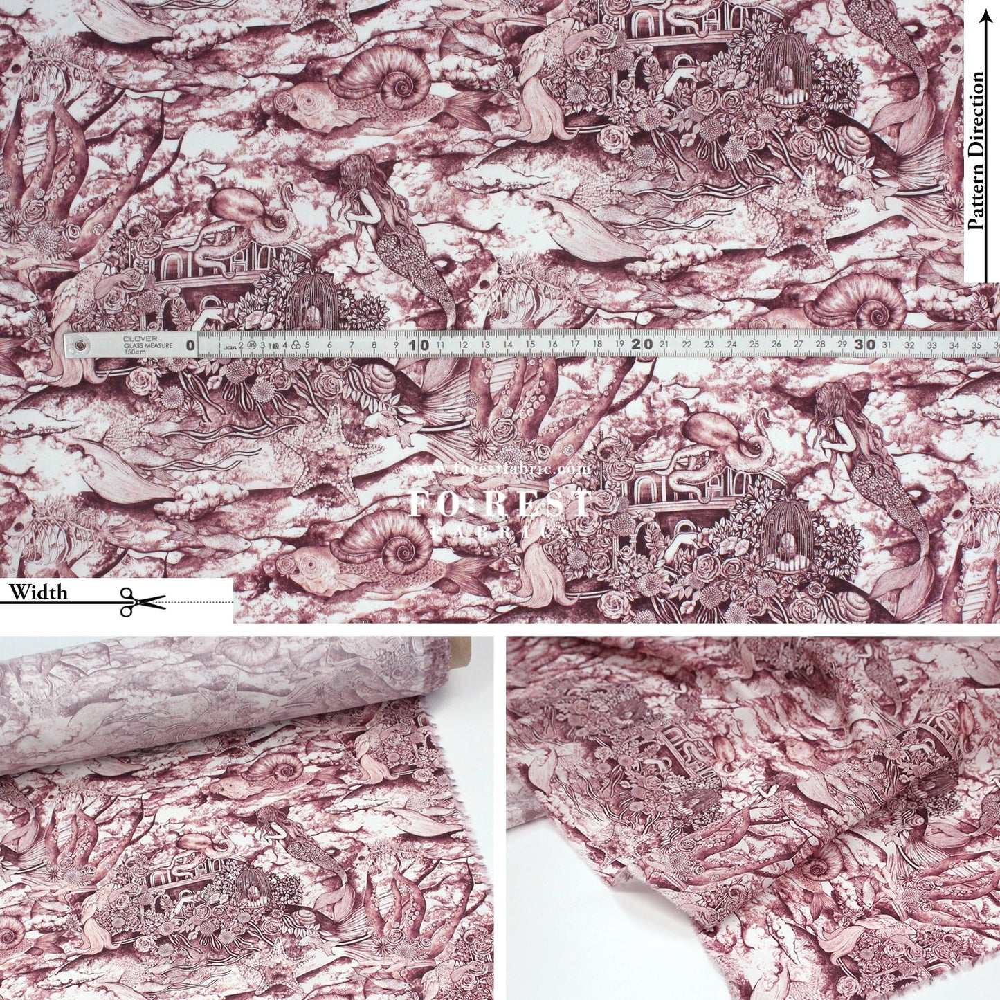 Liberty of London (Cotton Tana Lawn Fabric) - Sea Spirit Red - FO:REST Fabric 布恩堂Liberty fabrictana lawnjapanese fabricykk zipper