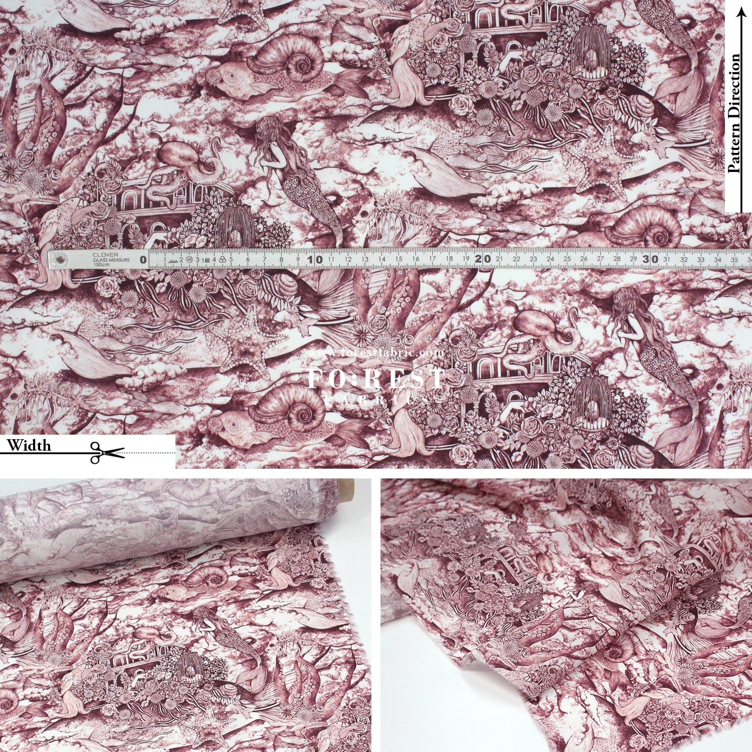 Liberty of London (Cotton Tana Lawn Fabric) - Sea Spirit Red - FO:REST Fabric 布恩堂Liberty fabrictana lawnjapanese fabricykk zipper