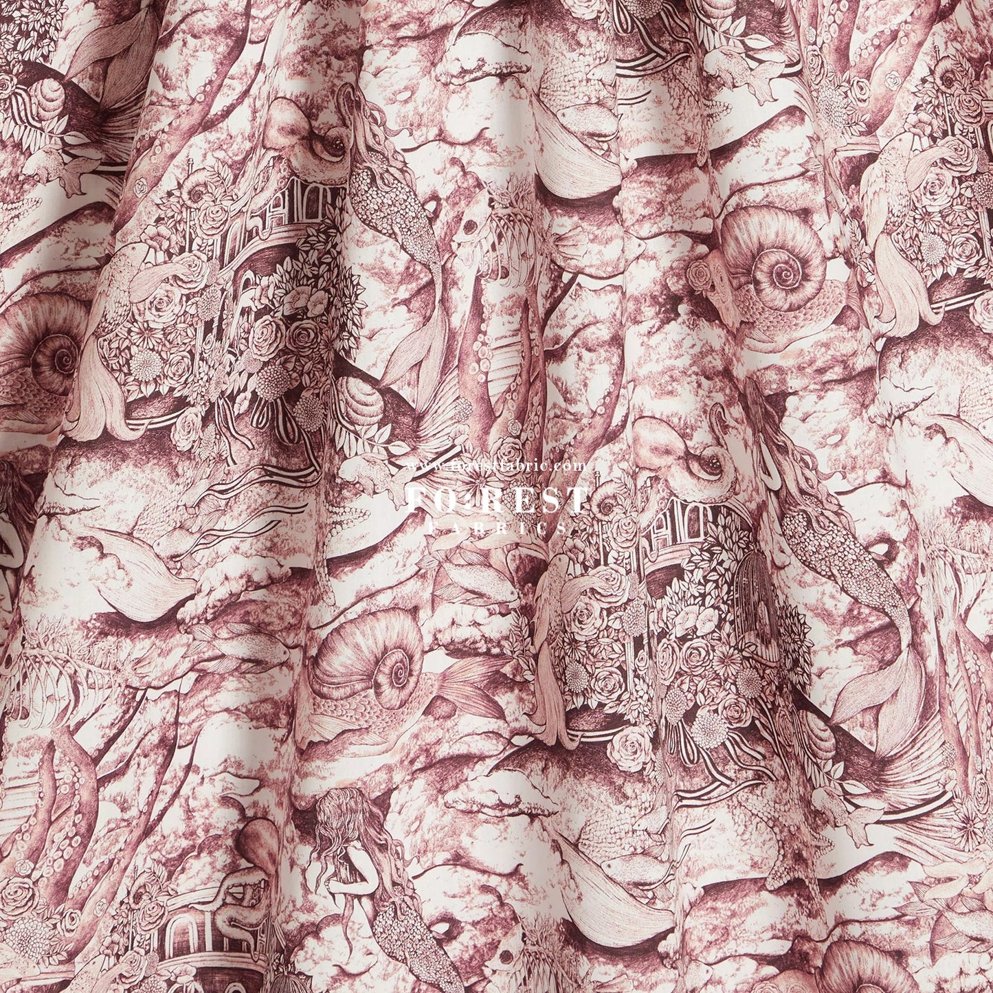 Liberty of London (Cotton Tana Lawn Fabric) - Sea Spirit Red - FO:REST Fabric 布恩堂Liberty fabrictana lawnjapanese fabricykk zipper