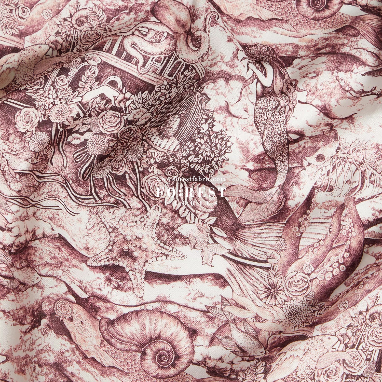 Liberty of London (Cotton Tana Lawn Fabric) - Sea Spirit Red - FO:REST Fabric 布恩堂Liberty fabrictana lawnjapanese fabricykk zipper