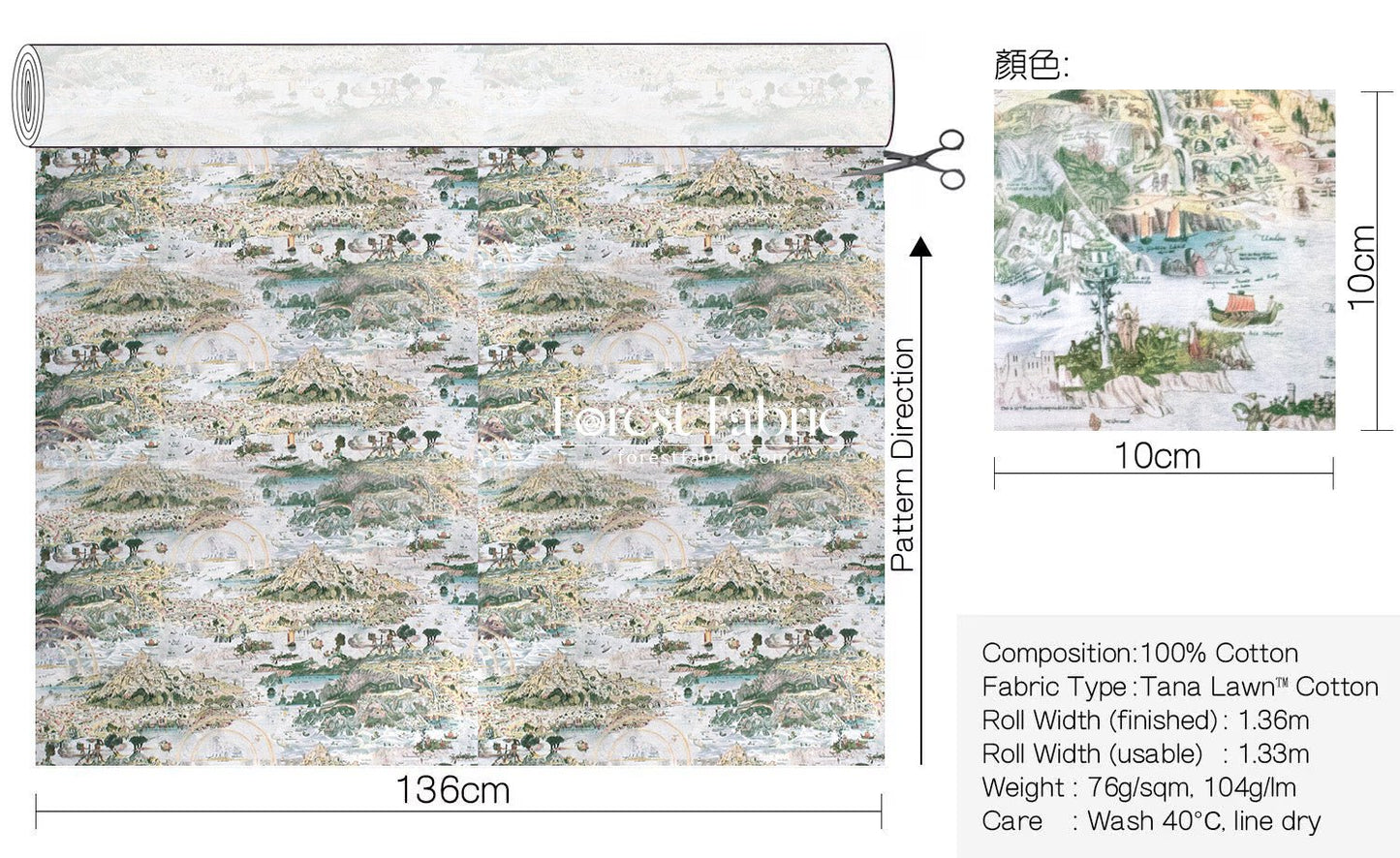 Liberty of London (Cotton Tana Lawn Fabric) - Story island - FO:REST Fabric 布恩堂Liberty fabrictana lawnjapanese fabricykk zipper