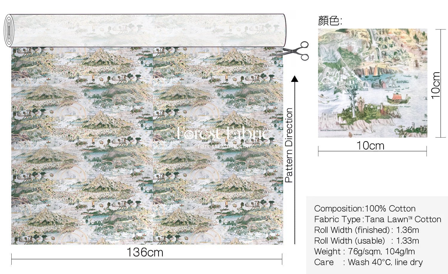 Liberty of London (Cotton Tana Lawn Fabric) - Story island - FO:REST Fabric 布恩堂Liberty fabrictana lawnjapanese fabricykk zipper