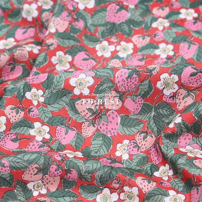 Liberty of London (Cotton Tana Lawn Fabric) - Strawberry Dream - FO:REST Fabric 布恩堂Liberty fabrictana lawnjapanese fabricykk zipper