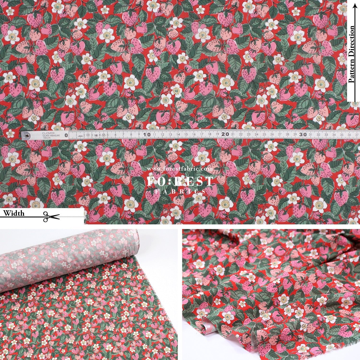 Liberty of London (Cotton Tana Lawn Fabric) - Strawberry Dream - FO:REST Fabric 布恩堂Liberty fabrictana lawnjapanese fabricykk zipper