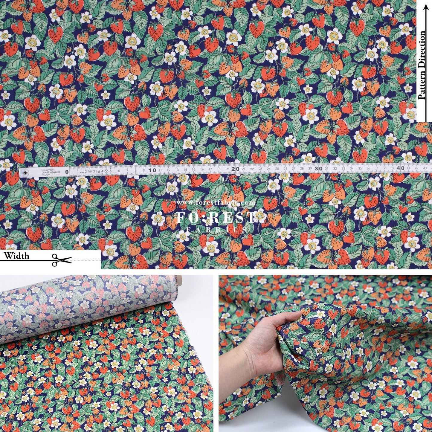 Liberty of London (Cotton Tana Lawn Fabric) - Strawberry Dream - FO:REST Fabric 布恩堂Liberty fabrictana lawnjapanese fabricykk zipper