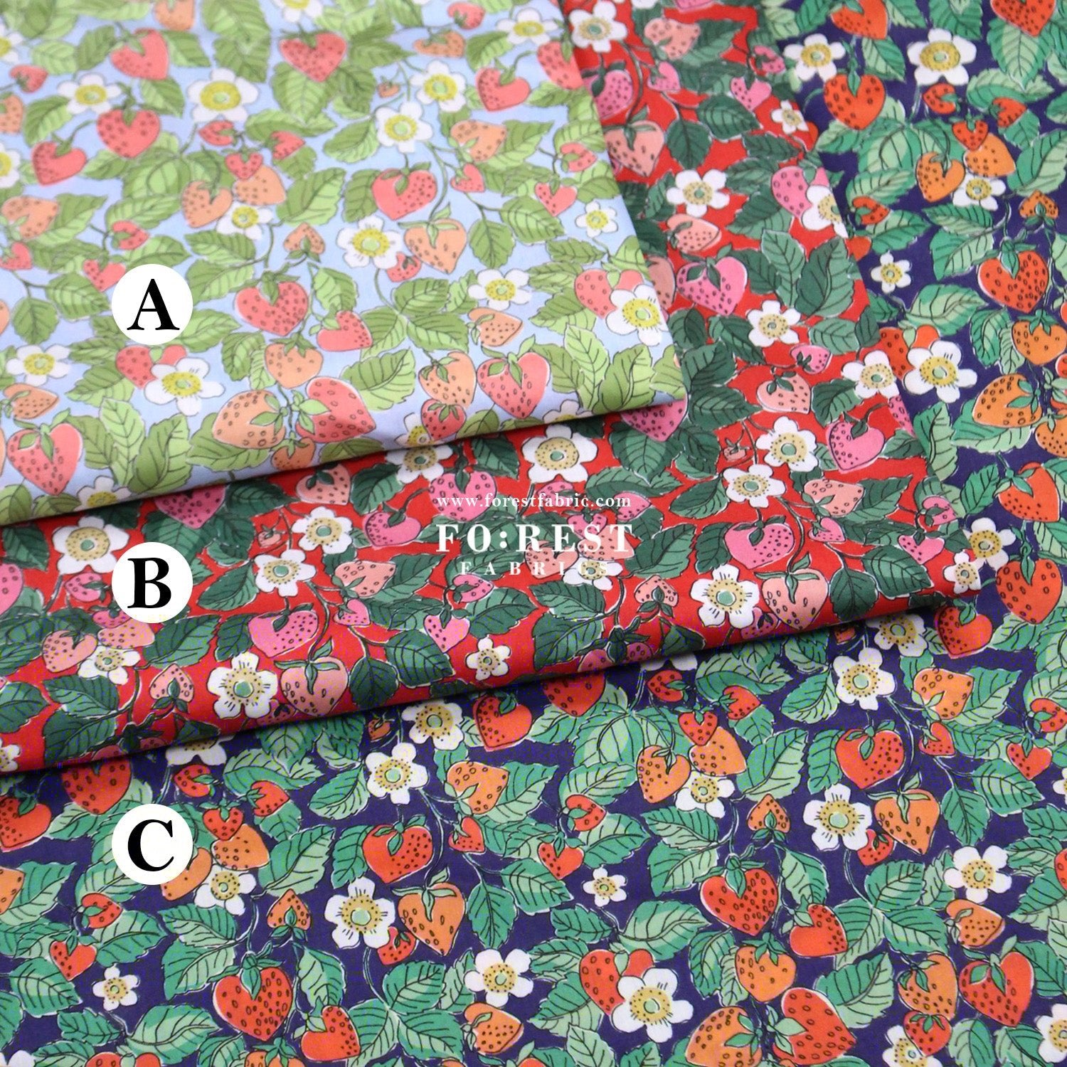 Liberty of London (Cotton Tana Lawn Fabric) - Strawberry Dream - FO:REST Fabric 布恩堂Liberty fabrictana lawnjapanese fabricykk zipper