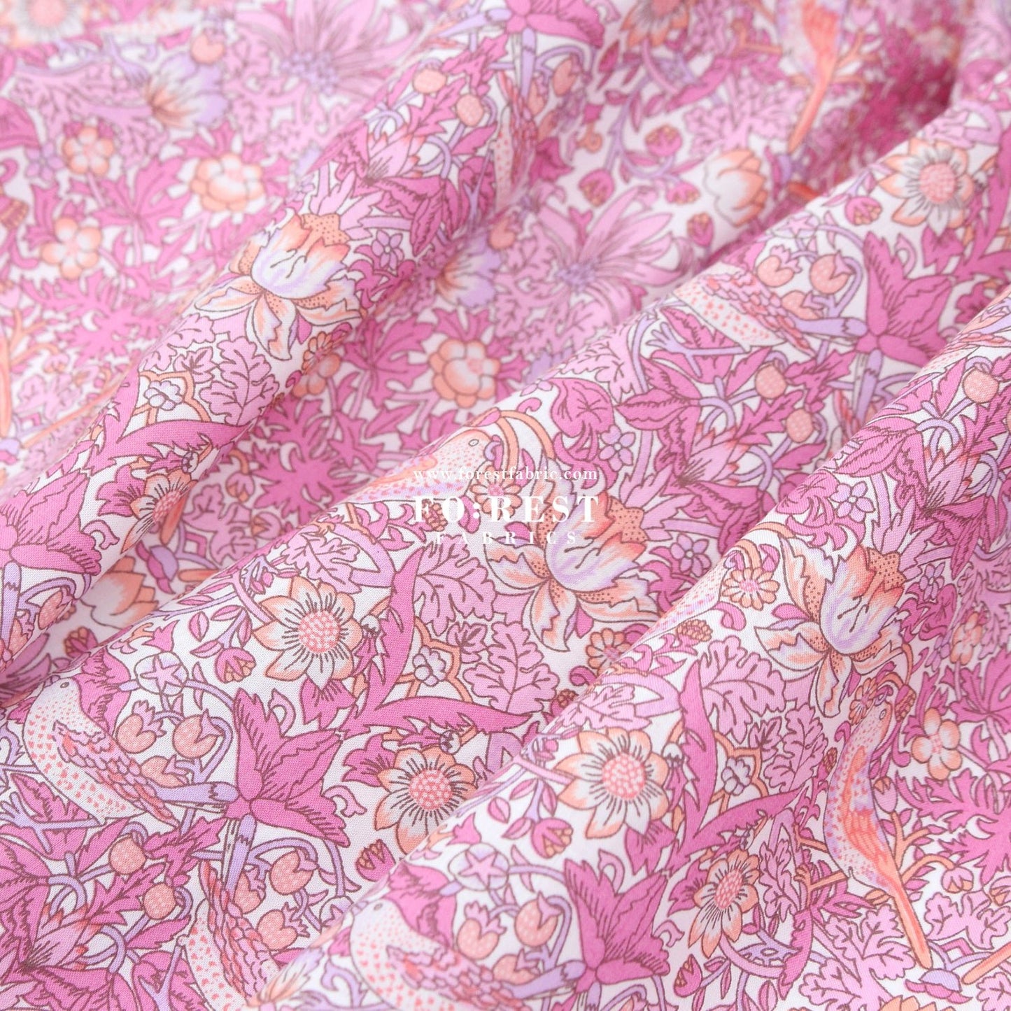 Liberty of London (Cotton Tana Lawn Fabric) - Strawberry thief spring Metalic E - FO:REST Fabric 布恩堂Liberty fabrictana lawnjapanese fabricykk zipper