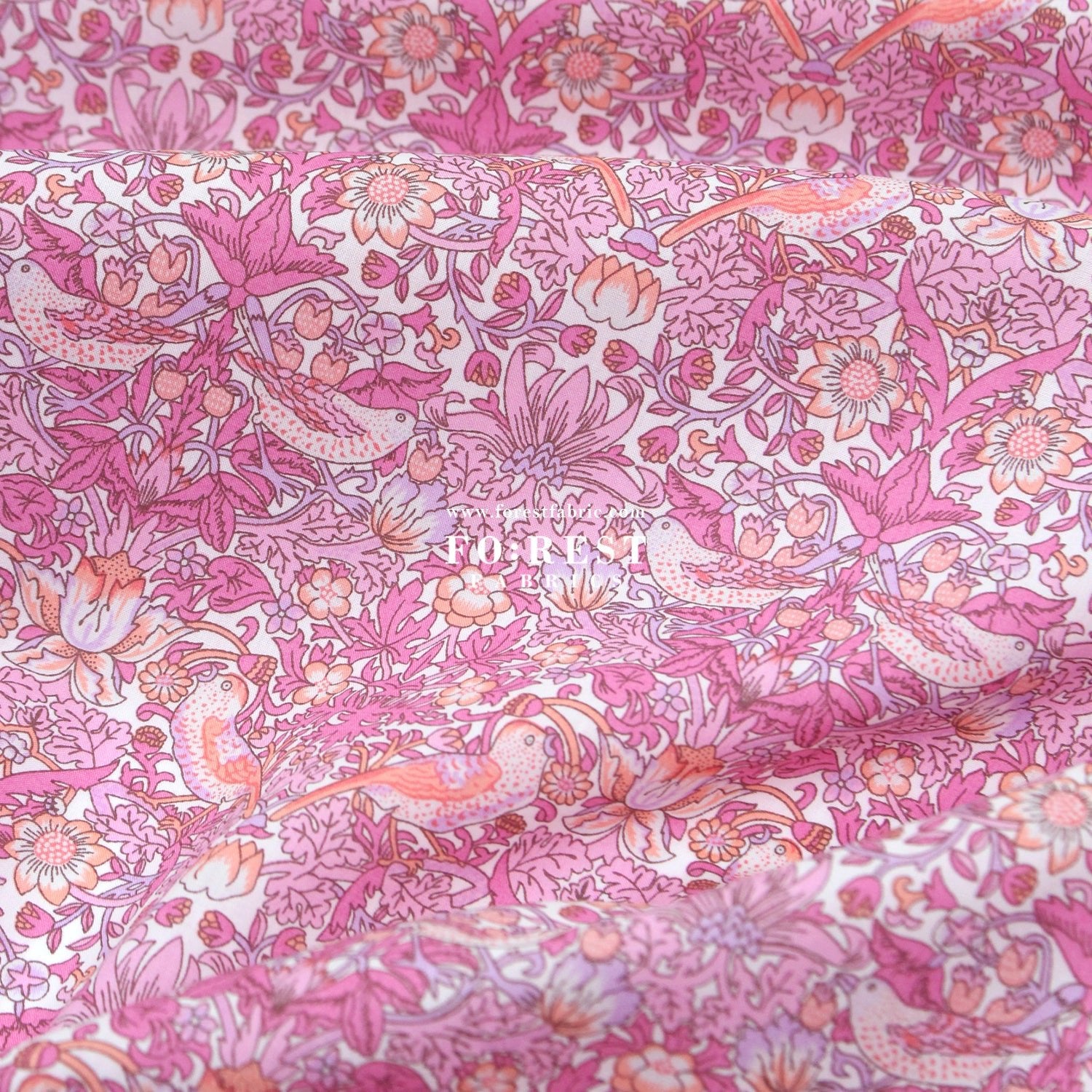 Liberty of London (Cotton Tana Lawn Fabric) - Strawberry thief spring Metalic E - FO:REST Fabric 布恩堂Liberty fabrictana lawnjapanese fabricykk zipper