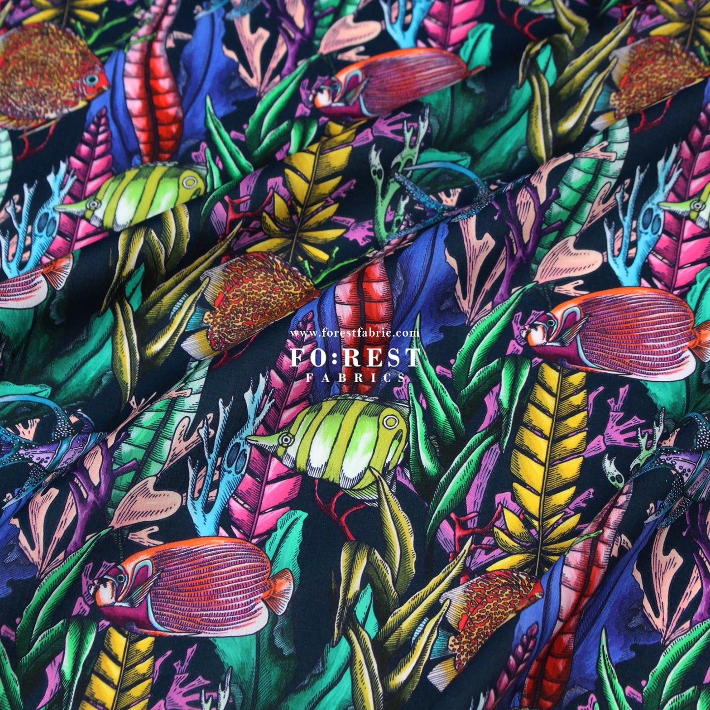 Liberty of London (Cotton Tana Lawn Fabric) - The Aquatic Garden A - FO:REST Fabric 布恩堂Liberty fabrictana lawnjapanese fabricykk zipper