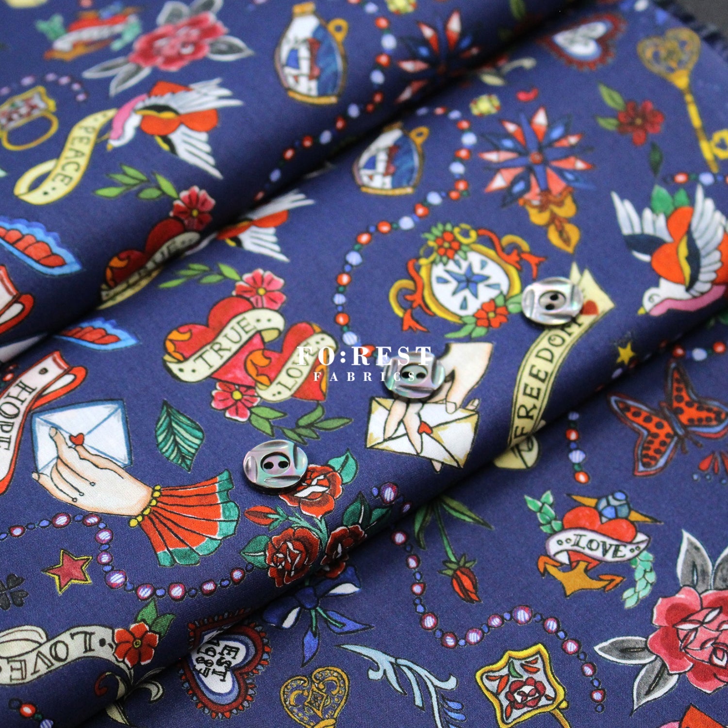 Liberty of London (Cotton Tana Lawn Fabric) - True Love - FO:REST Fabric 布恩堂Liberty fabrictana lawnjapanese fabricykk zipper