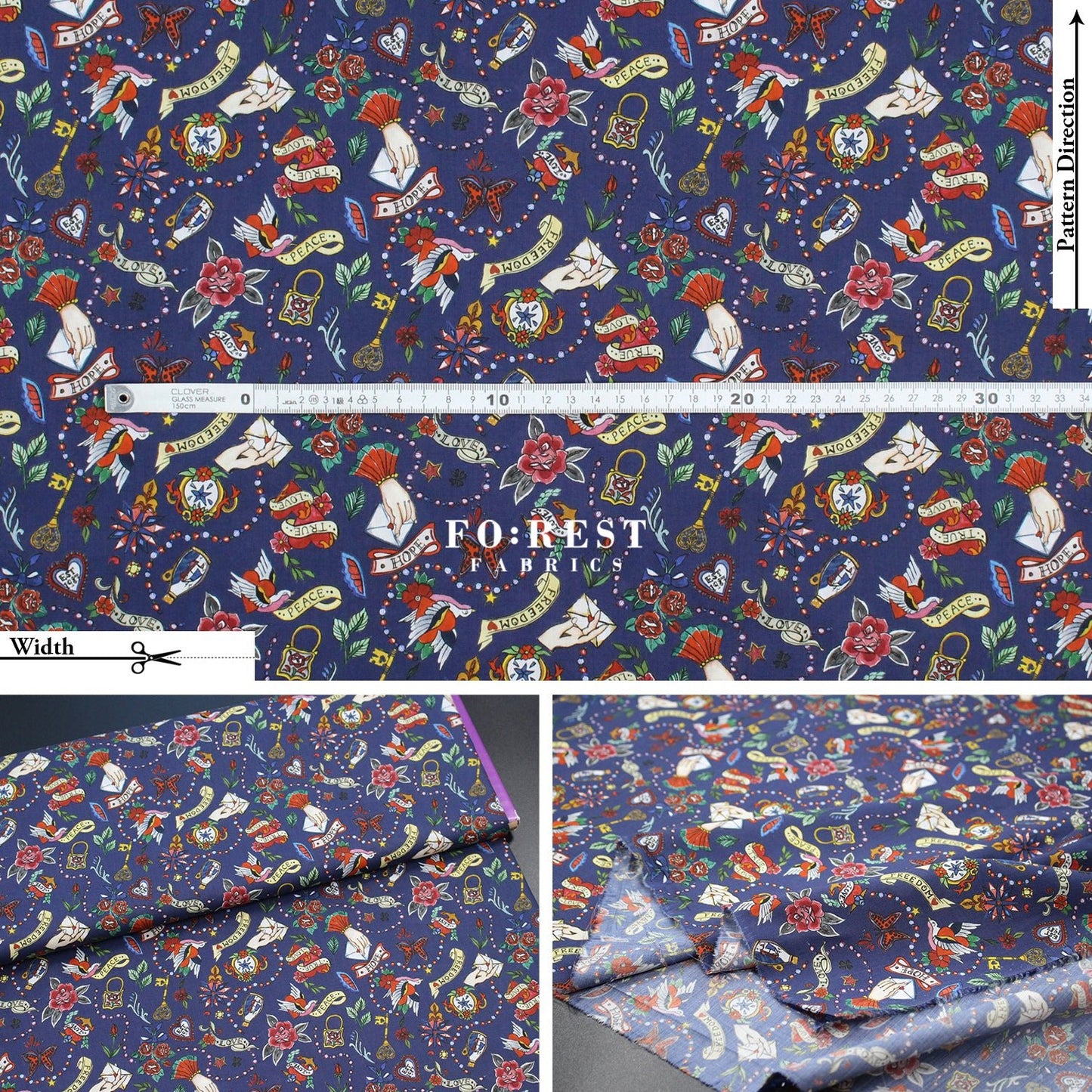 Liberty of London (Cotton Tana Lawn Fabric) - True Love - FO:REST Fabric 布恩堂Liberty fabrictana lawnjapanese fabricykk zipper