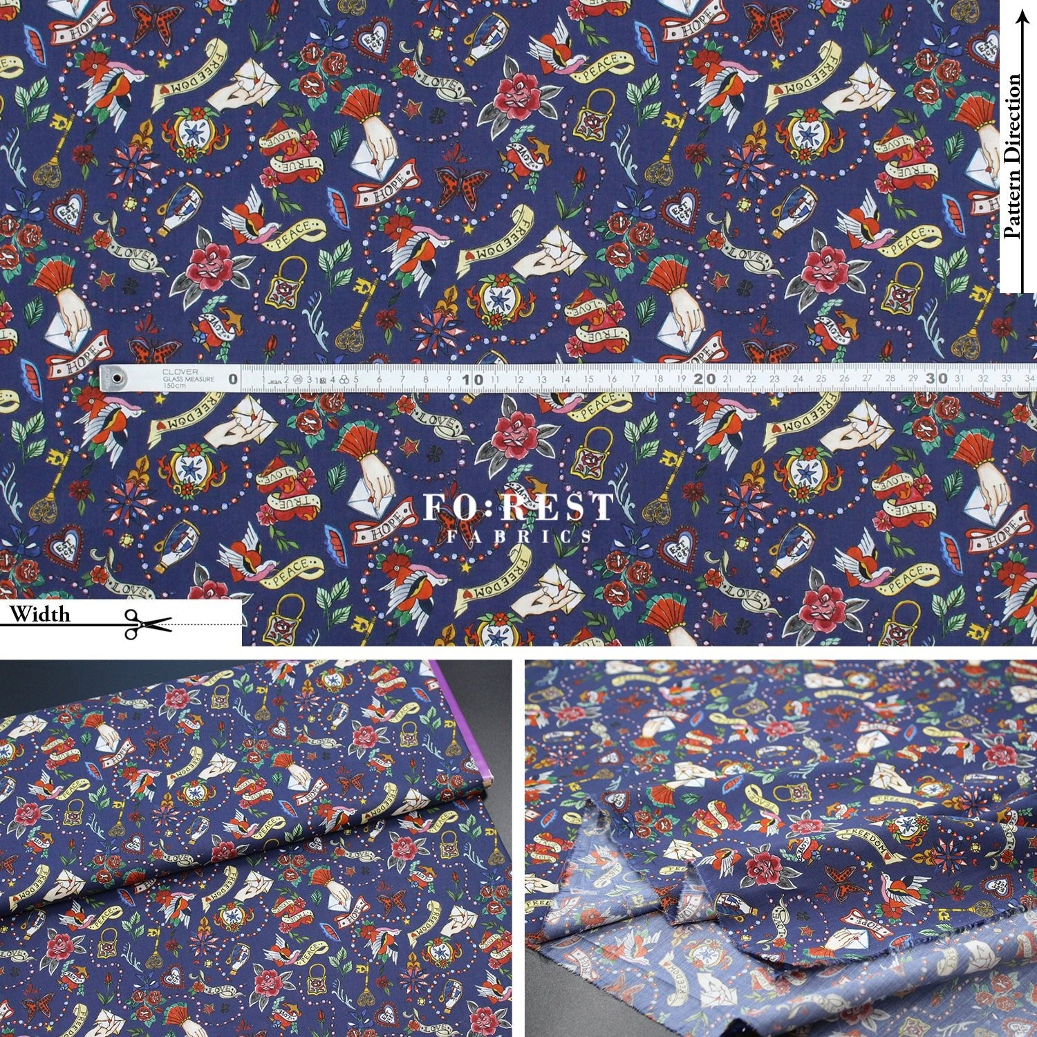 Liberty of London (Cotton Tana Lawn Fabric) - True Love - FO:REST Fabric 布恩堂Liberty fabrictana lawnjapanese fabricykk zipper