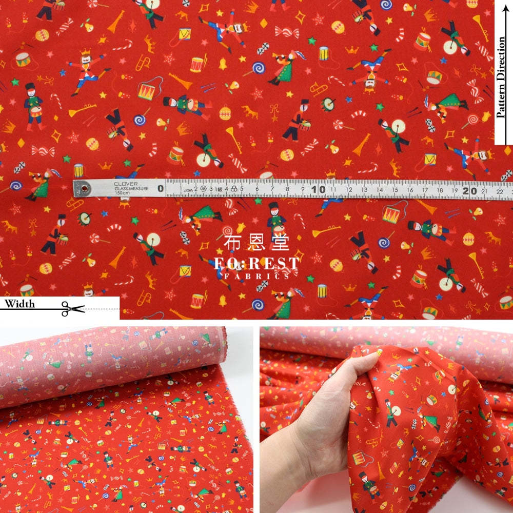 Liberty Of London (Cotton Tana Lawn Fabric) - Tumbling Toys Red Cotton