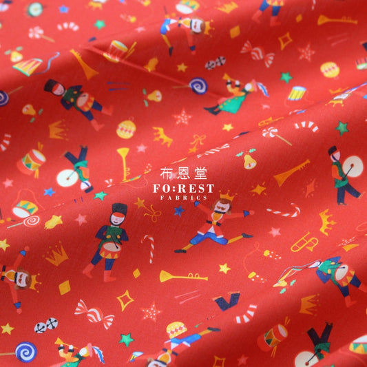 Liberty Of London (Cotton Tana Lawn Fabric) - Tumbling Toys Red Cotton