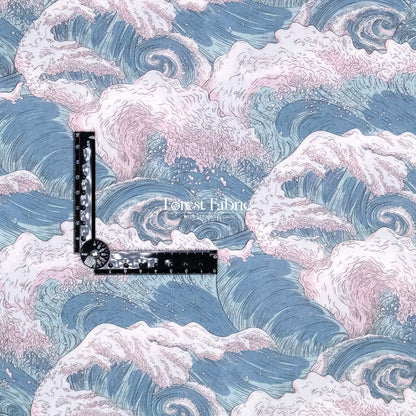 Liberty of London (Cotton Tana Lawn Fabric) - Vespertine wave - FO:REST Fabric 布恩堂Liberty fabrictana lawnjapanese fabricykk zipper