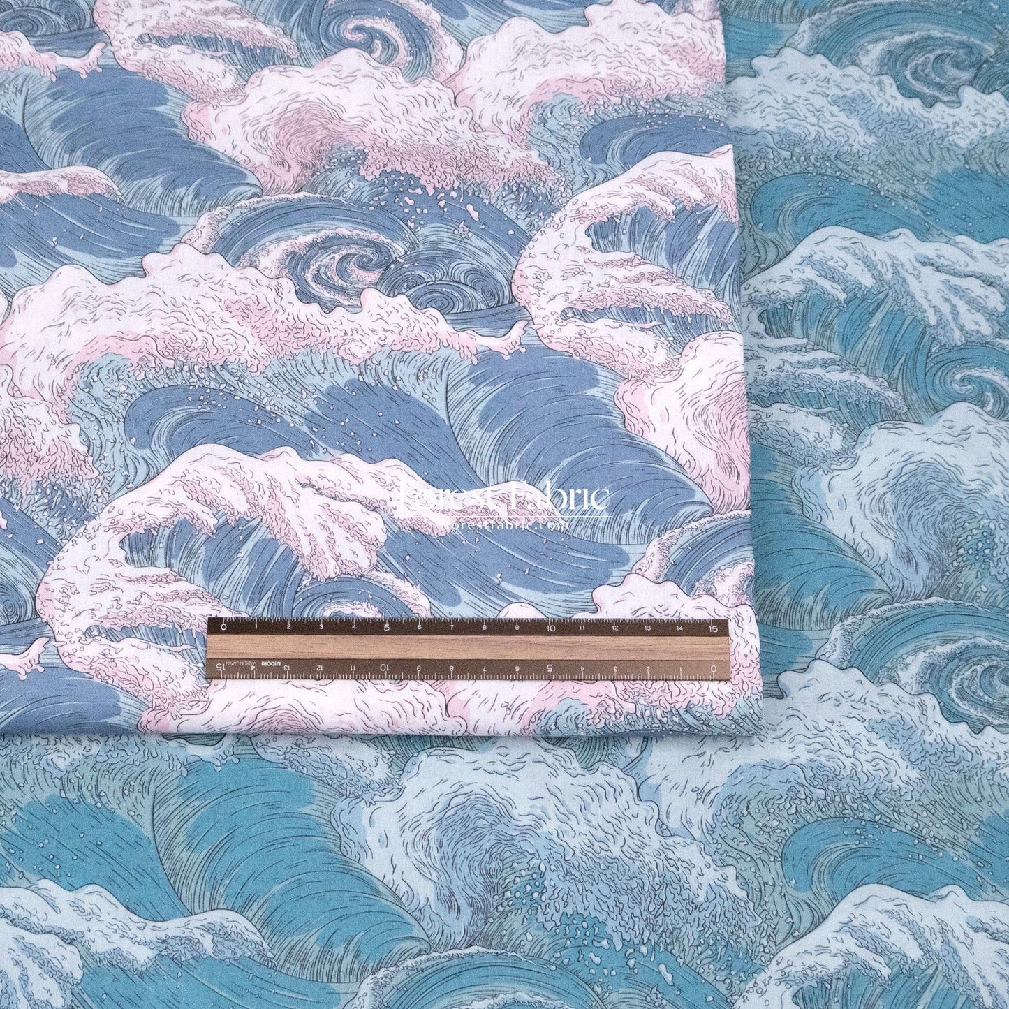 Liberty of London (Cotton Tana Lawn Fabric) - Vespertine wave - FO:REST Fabric 布恩堂Liberty fabrictana lawnjapanese fabricykk zipper