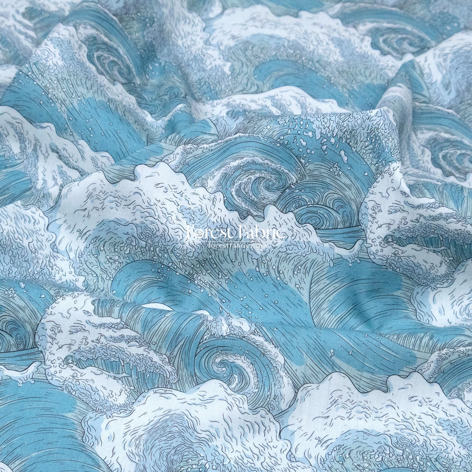 Liberty of London (Cotton Tana Lawn Fabric) - Vespertine wave - FO:REST Fabric 布恩堂Liberty fabrictana lawnjapanese fabricykk zipper
