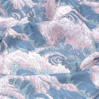 Liberty of London (Cotton Tana Lawn Fabric) - Vespertine wave - FO:REST Fabric 布恩堂Liberty fabrictana lawnjapanese fabricykk zipper